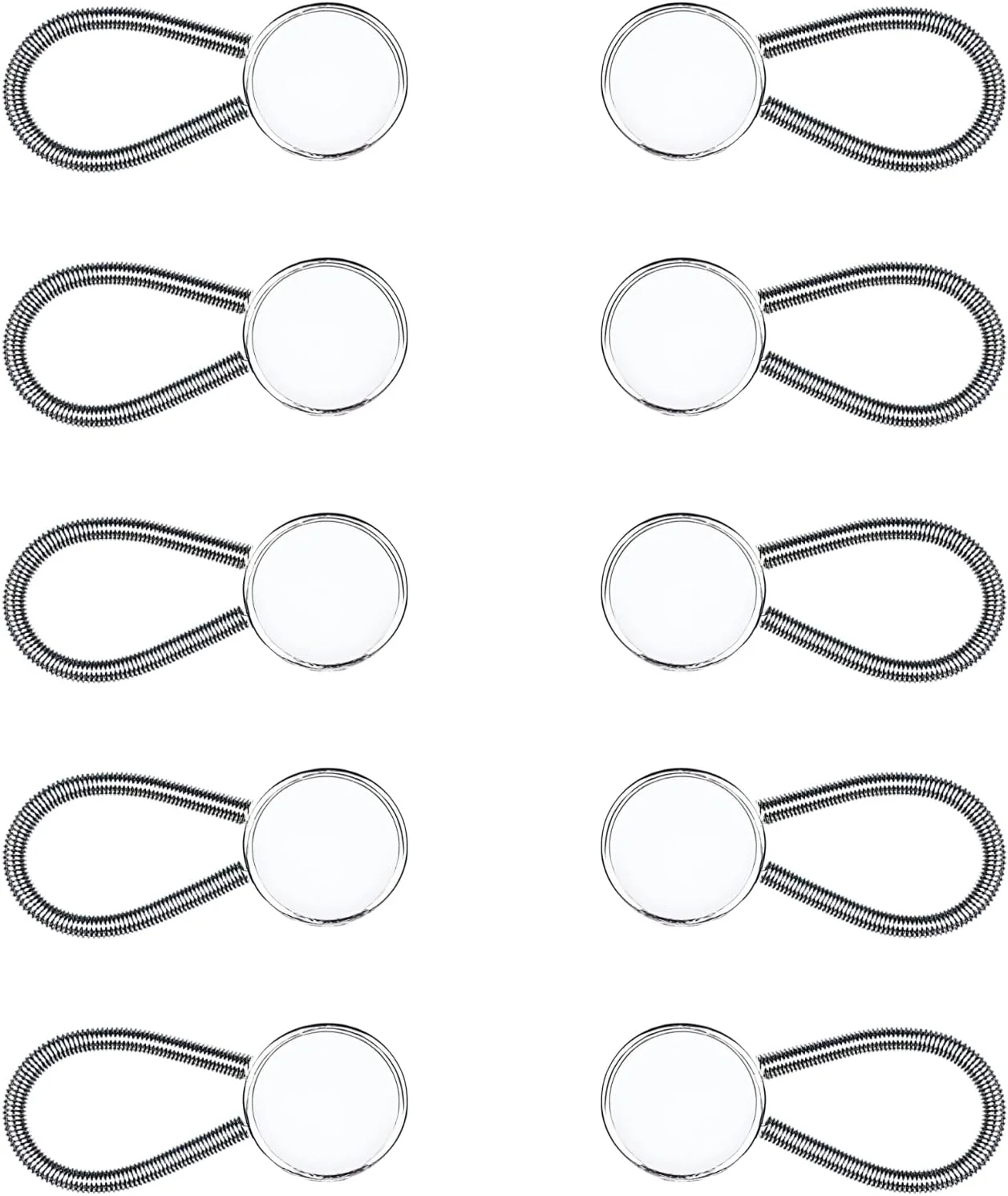بسته 10 عددی افزایش دهنده سایز یقه برای پیراهن مردانه KEYRI، افزایش دهنده سایز کمر الاستیک برای شلوار، افزایش طول دکمه یقه پیراهن، افزایش دهنده دکمه کمر برای شلوار جین و پیراهن مجلسی (سفید)