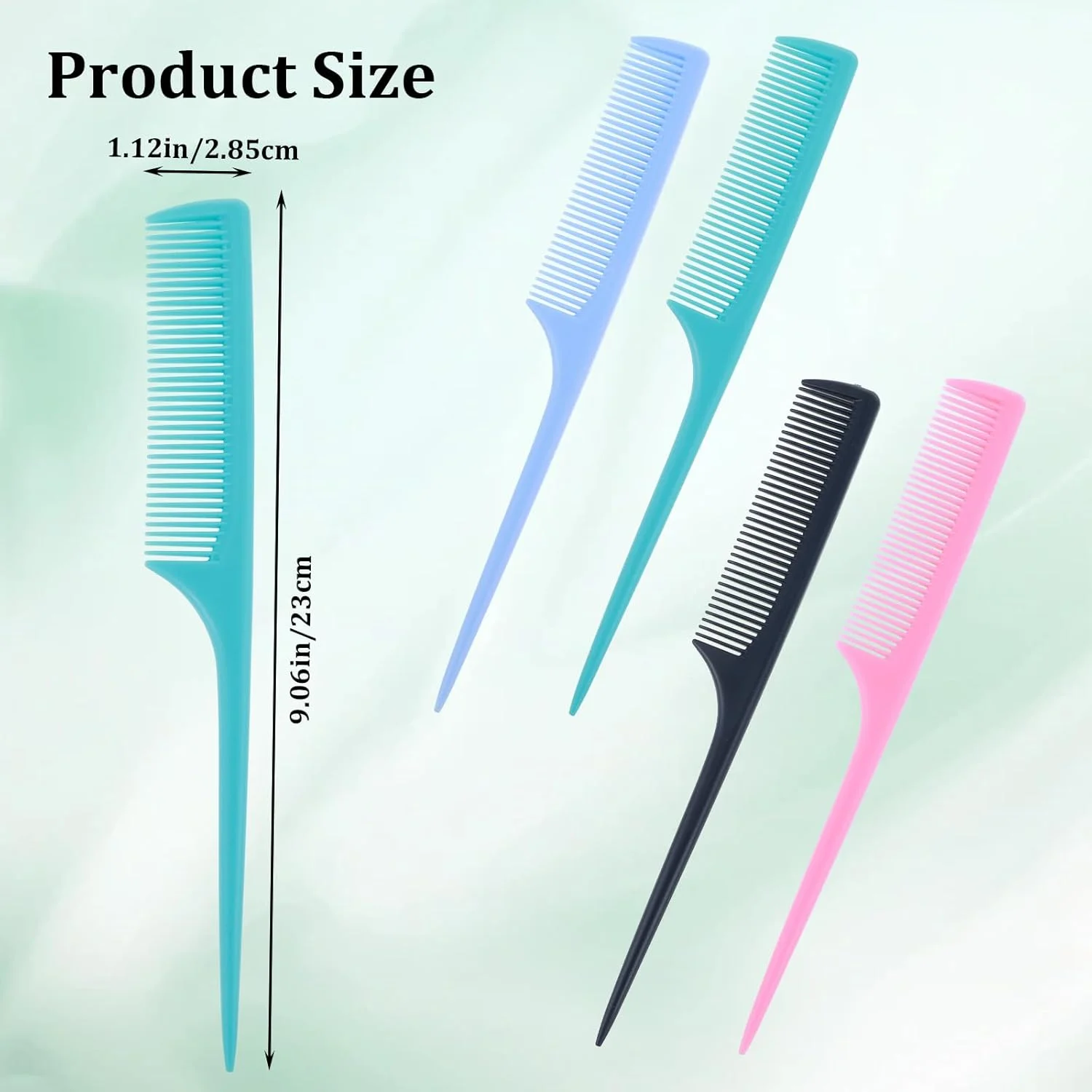 مجموعه 4 عددی شانه Xindojuz با نوک جداکننده، شانه‌های دم موشی برای زنان، شانه ریشه موی فیبر کربنی ضد الکتریسیته ساکن با دندانه های ظریف به همراه پیک، شانه‌های جداکننده و حالت دهنده موی پلاستیکی عمده برای زنان و مردان (آبی، قرمز)