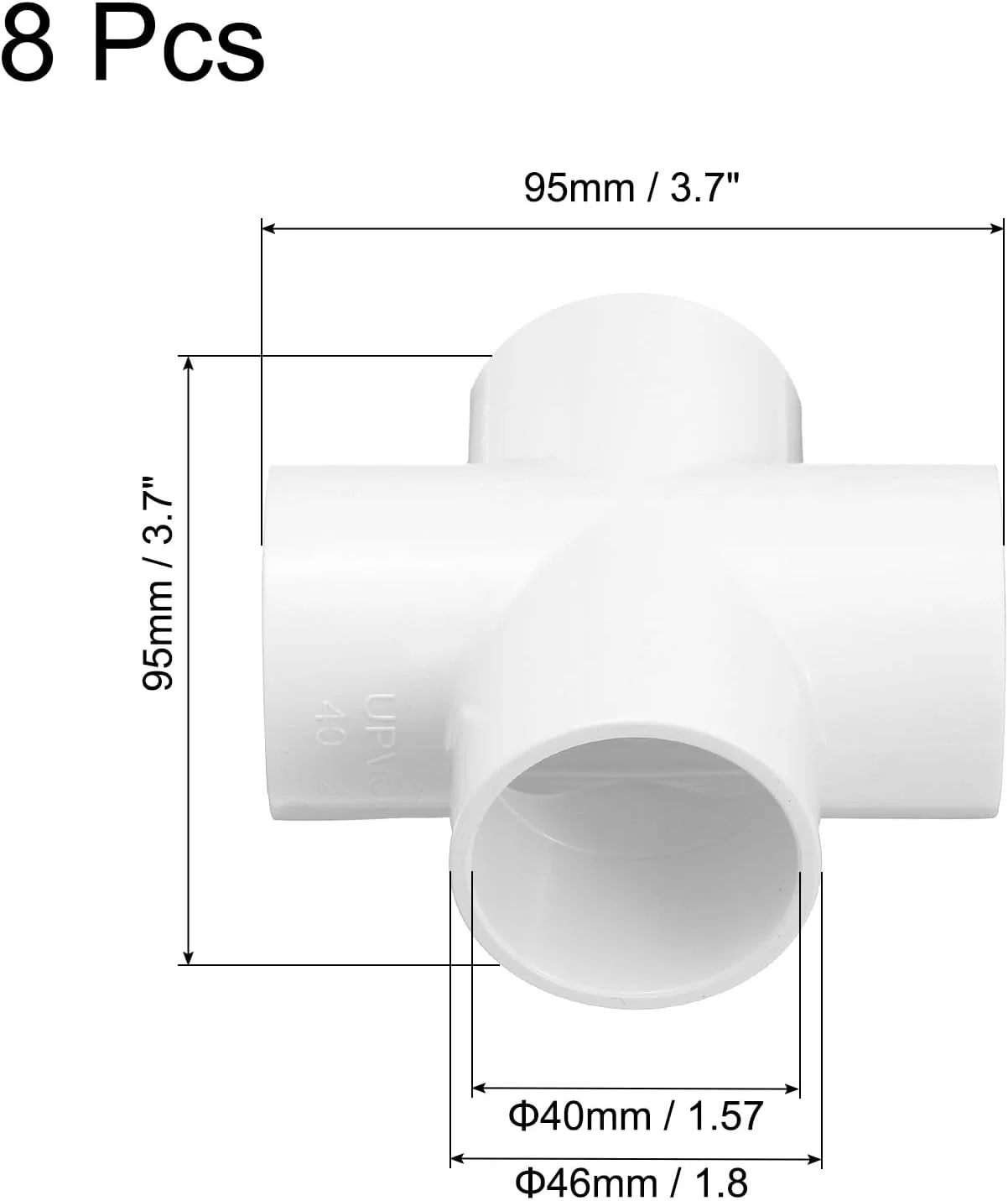 اتصالات لوله زانوئی PVC سوکتینگ مپ، اتصالات لوله 4 طرفه 40 میلی متری برای لوله خرطومی لوله برق سفید بسته 12 عددی اتصالات لوله زانوئی PVC سوکتینگ مپ، اتصالات لوله 4 طرفه 40 میلی متری برای لوله خرطومی لوله برق سفید بسته 12 عددی