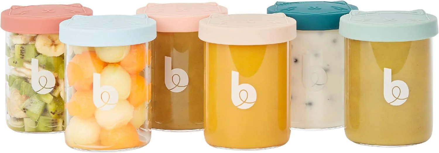 ظروف غذای کودک Babymoov ISY BOWLS - ست 6 عددی 250 میلی لیتری از جنس شیشه بوروسیلیکات با کیفیت عالی | شیشه های کوچک با درب های محکم