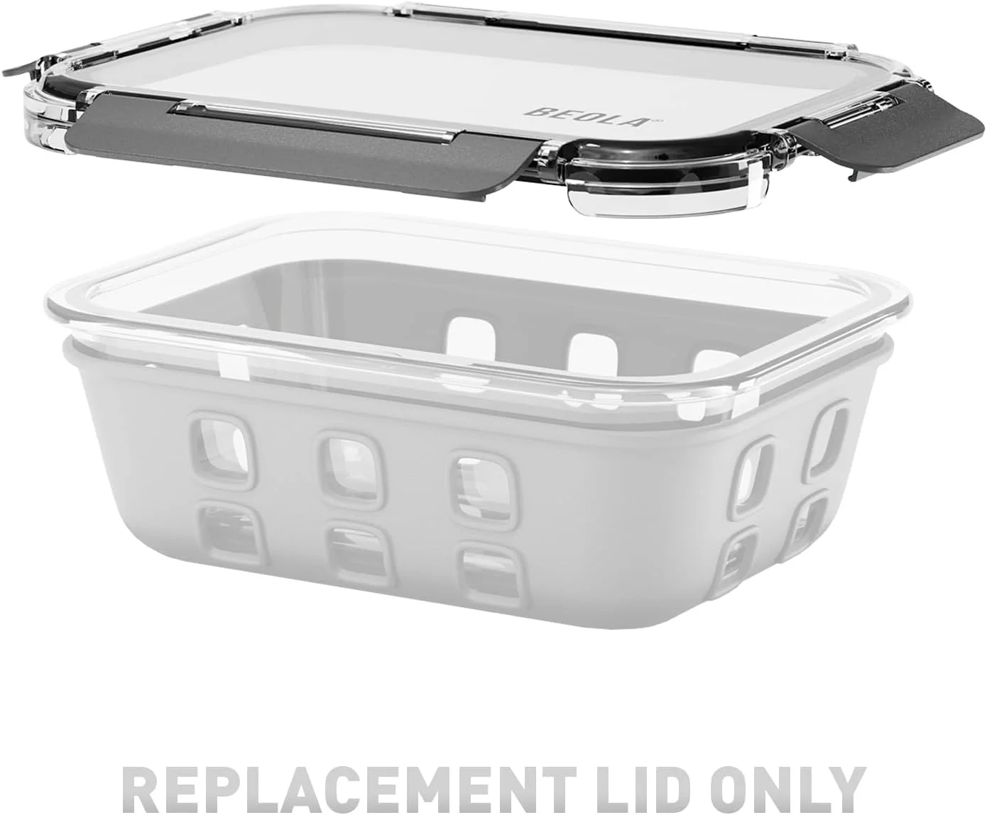 درب جایگزین BEOLA برای ظروف نگهداری مواد غذایی شیشه ای 1050 میلی لیتری، درب پلاستیکی یدکی برای ظرف غذای شیشه ای تک قسمتی، قابل شستشو در ماشین ظرفشویی، قابل استفاده در فریزر (1050 میلی لیتر، خاکستری آتشفشانی)