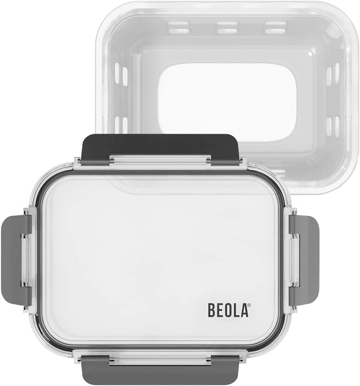 درب جایگزین BEOLA برای ظروف نگهداری مواد غذایی شیشه ای 1050 میلی لیتری، درب پلاستیکی یدکی برای ظرف غذای شیشه ای تک قسمتی، قابل شستشو در ماشین ظرفشویی، قابل استفاده در فریزر (1050 میلی لیتر، خاکستری آتشفشانی)