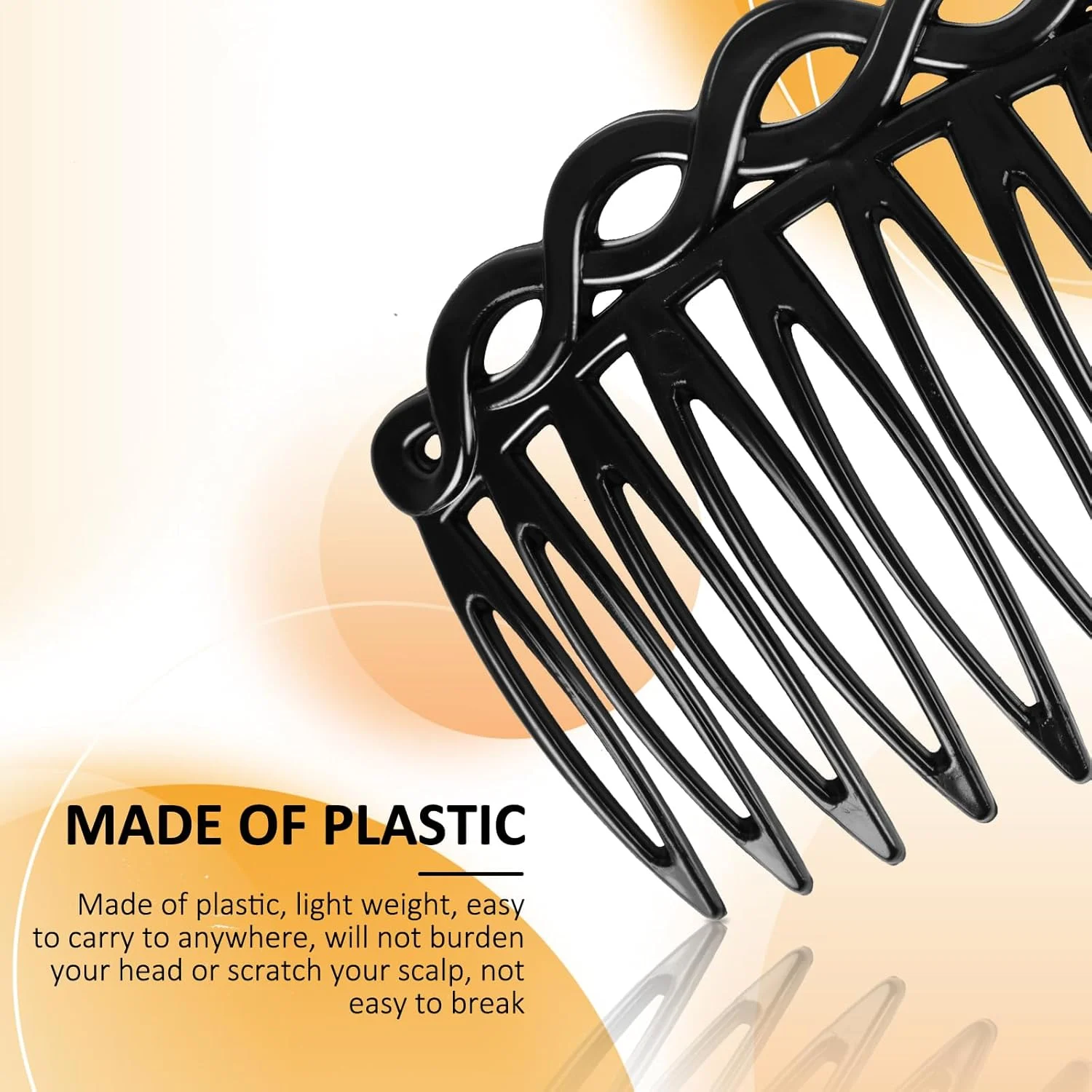 شانه موی فرانسوی وانمو 6 عددی، شانه تزئینی موی پلاستیکی پیچ دار، گیره مو لوازم جانبی شانه برای زنان لوازم جانبی تور عروسی - مشکی، شفاف، قهوه ای تیره