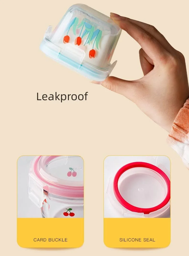 ظروف نگهداری غذای شیشه ای کوچک 120 میلی لیتری، بسته 2 عددی، شیشه های کوچک قابل حمل با درب های محکم و ضد نشت، ظرف شیشه ای مربعی با طرح گل برای نگهداری وعده های غذایی، سس، میان وعده، آجیل، ماست، قابل استفاده در فریزر و مایکروویو