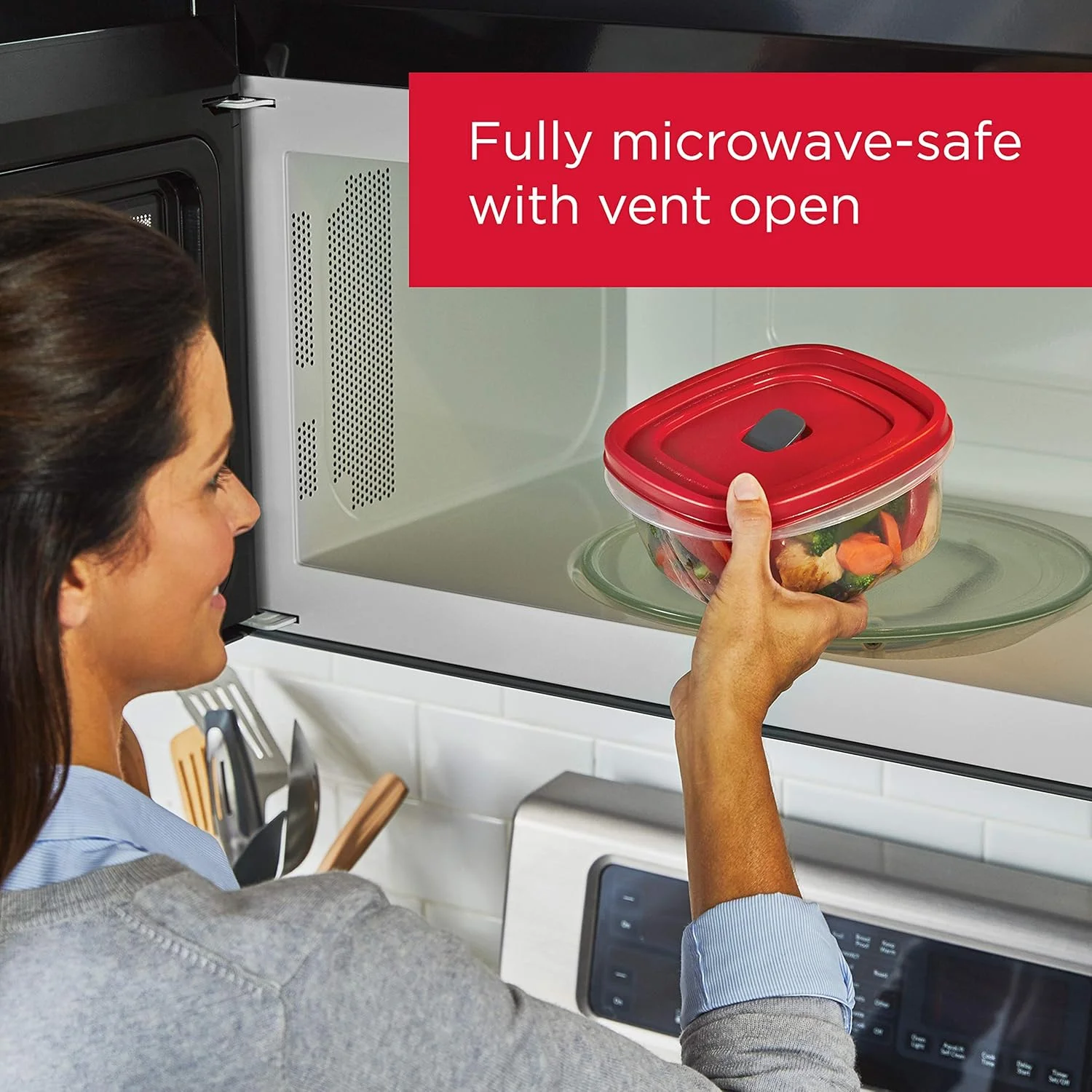 ظروف نگهداری غذای رابرmaid با درب و دریچه بخار، مناسب مایکروویو و ماشین ظرفشویی، 16 تکه، قرمز