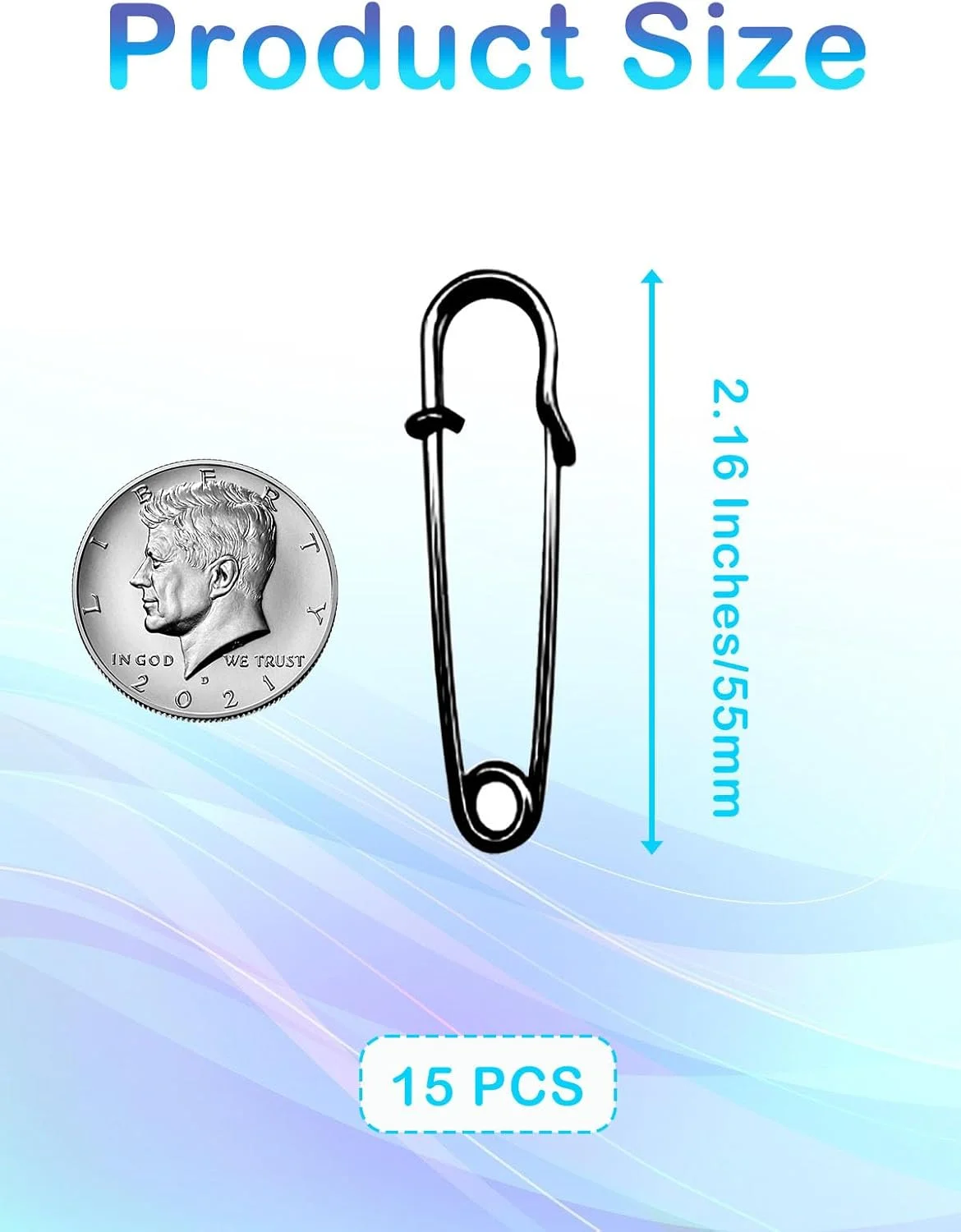 سنجاق قفلی بزرگ مشکی Keepsweat، سایز 55 میلیمتر / 2.17 اینچ سنجاق قفلی بزرگ مشکی Keepsweat، سایز 55 میلیمتر / 2.17 اینچ