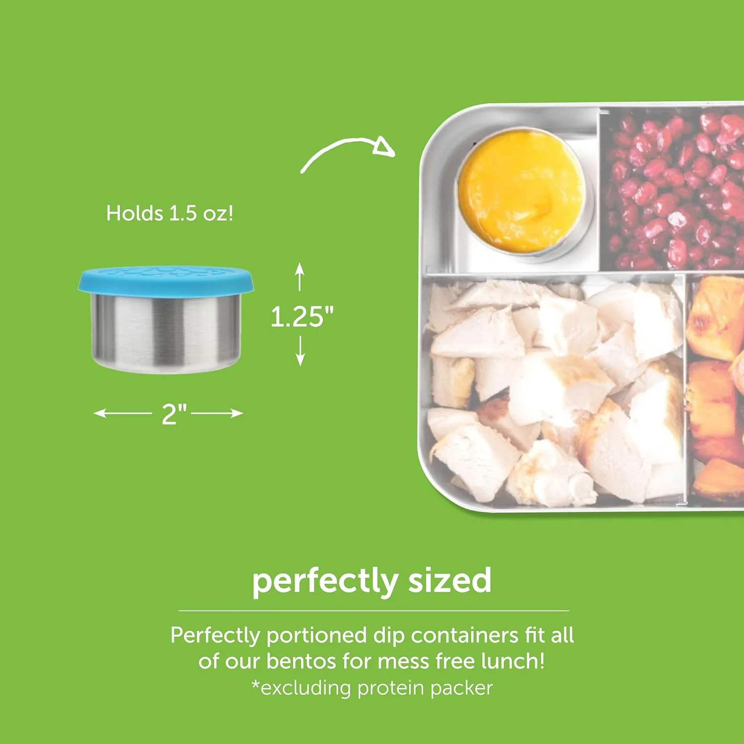 ظروف سس 45 میلی لیتری ضد نشت LunchBots - ست 3 عددی - ضد ریزش در کیف و جعبه بنتو - استیل ضد زنگ و درب سیلیکونی با گرید غذایی - قابل شستشو در ماشین ظرفشویی - طرح گلدار