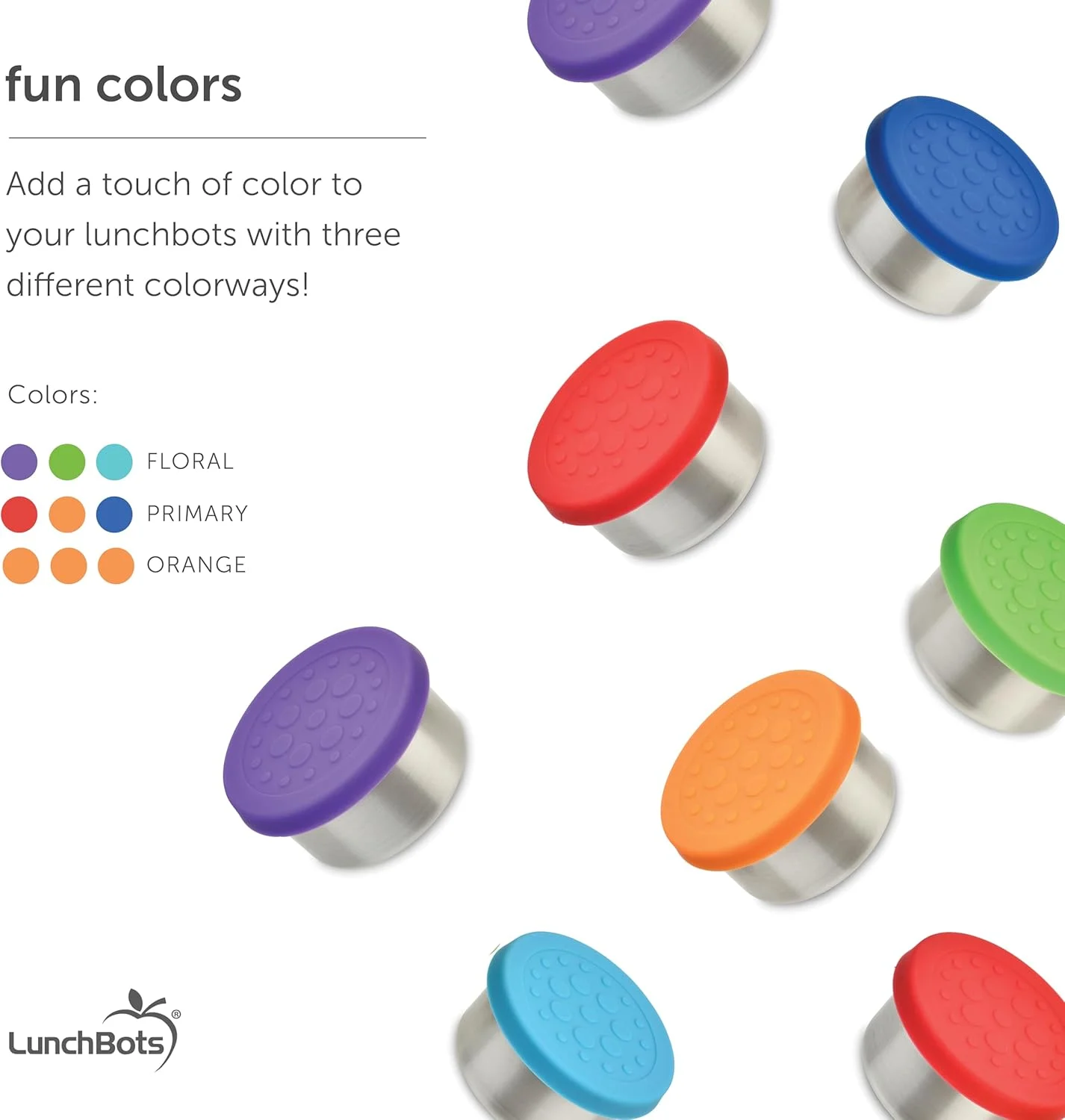 ظروف سس 45 میلی لیتری ضد نشت LunchBots - ست 3 عددی - ضد ریزش در کیف و جعبه بنتو - استیل ضد زنگ و درب سیلیکونی با گرید غذایی - قابل شستشو در ماشین ظرفشویی - طرح گلدار