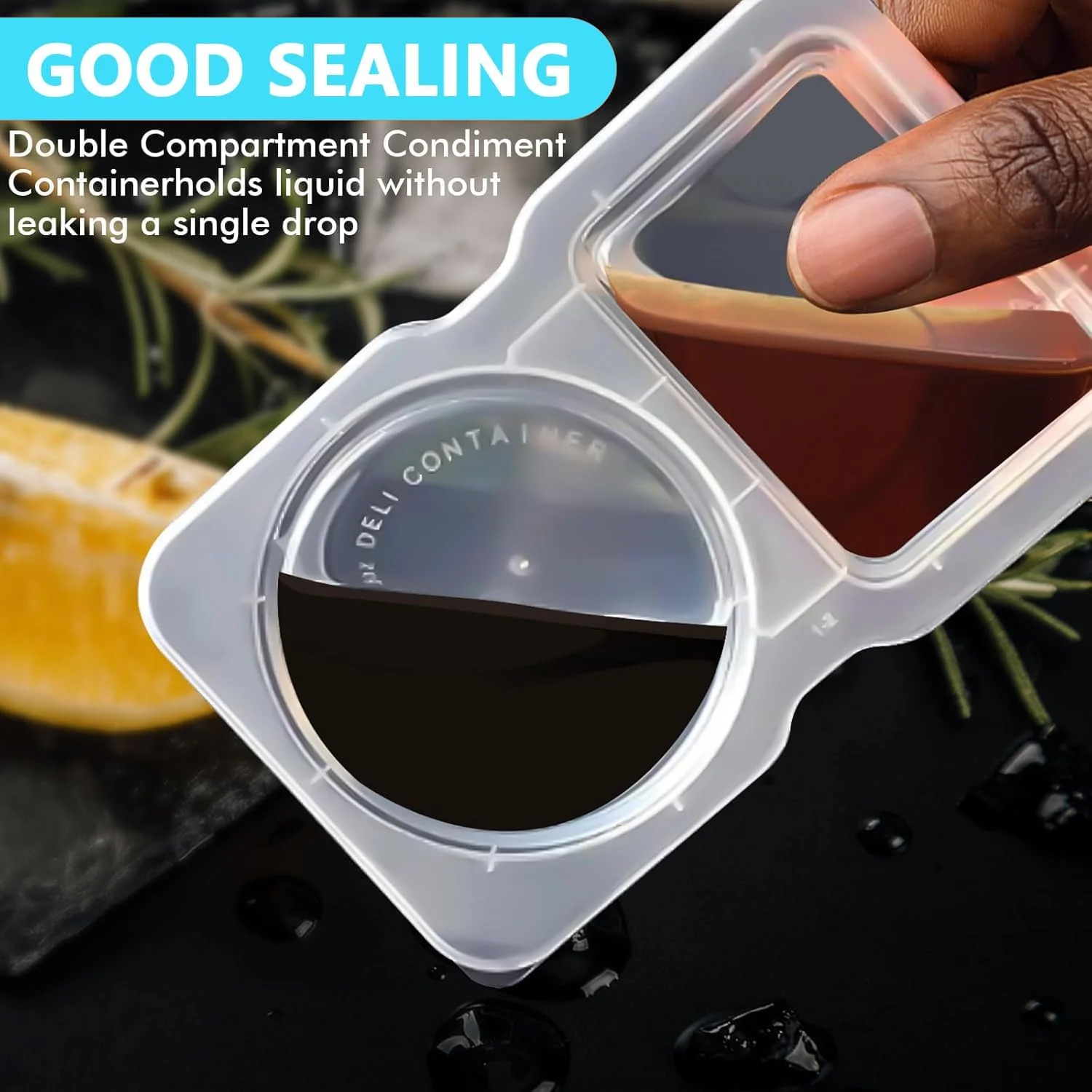 ظروف سس یکبار مصرف 130 میلی لیتری LCHYI®، بسته 12/32 عددی، فنجان های چاشنی پلاستیکی با درب، طراحی دو محفظه ای ضد نشت برای روغن، سرکه، سس فلفل - بدون BPA، قابل استفاده در مایکروویو (32 عدد)