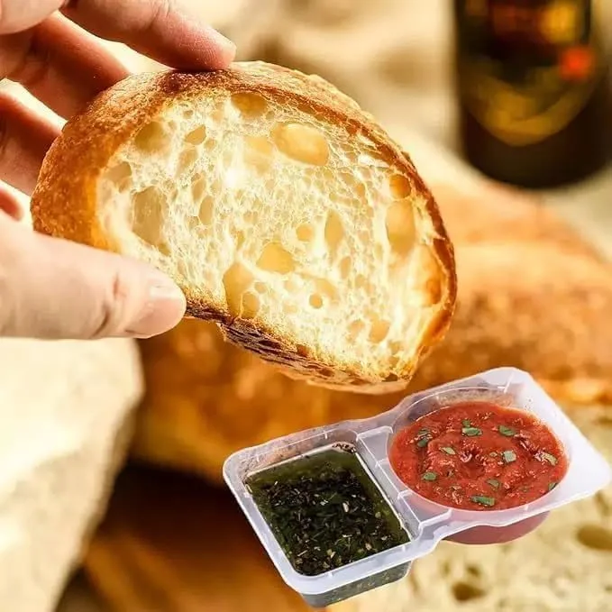 جعبه اسنک با محفظه، ظروف اسنک قابل استفاده مجدد 2 محفظه، 30 عدد ظروف اسنک، ظروف چاشنی ضد نشت با درب، ظروف بسته اسنک قابل حمل، ظروف اسنک شفاف با قسمت سس