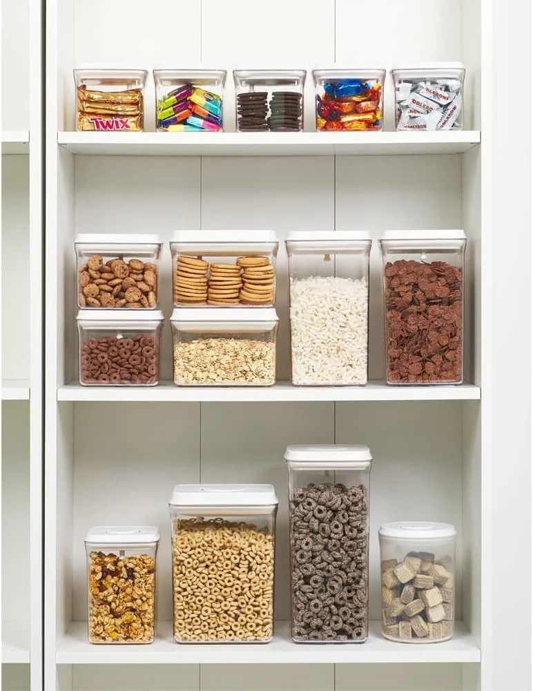 ظرف پاپ آپ مربع 1.5 لیتری هوم اسمیتس، سازمان دهنده آشپزخانه و انبار، قوطی پلاستیکی با درب بادوام، ایده آل برای غلات، آرد و شکر.