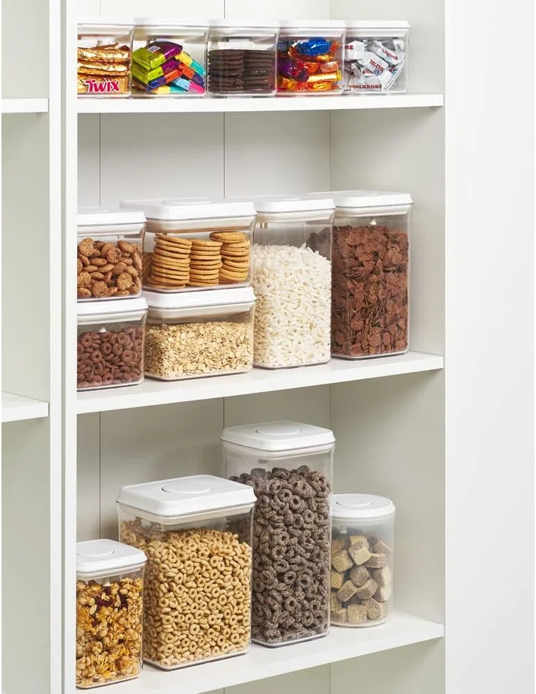 ظرف پاپ آپ مربع 1.5 لیتری هوم اسمیتس، سازمان دهنده آشپزخانه و انبار، قوطی پلاستیکی با درب بادوام، ایده آل برای غلات، آرد و شکر.