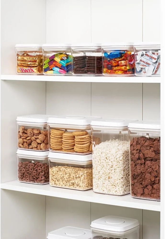 ظرف پاپ آپ مربع 1.5 لیتری هوم اسمیتس، سازمان دهنده آشپزخانه و انبار، قوطی پلاستیکی با درب بادوام، ایده آل برای غلات، آرد و شکر.