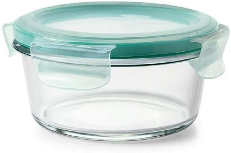 ظرف نگهداری غذای شیشه ای گرد 2 پیمانه OXO Good Grips Smart Seal ضد نشت شفاف مدل 11174600