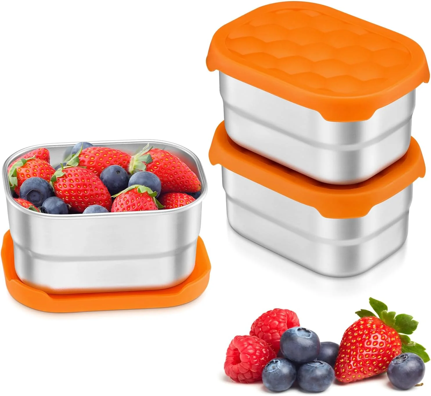 ظروف غذای استیل Leonyo 18/10 برای کودکان و نوزادان، ظروف ناهار 240 میلی لیتری با درب سیلیکونی، ظرف غذای فلزی کودک برای مهد کودک و مدرسه، باز کردن آسان و ضد نشت