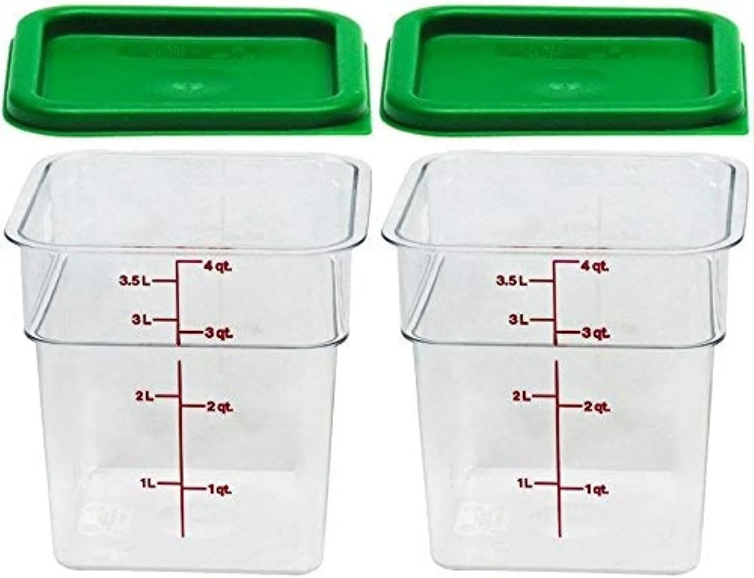 ظروف نگهداری غذای مربعی 4 کوارتی کمبرو پلی کربنات با درب - بسته 2 عددی