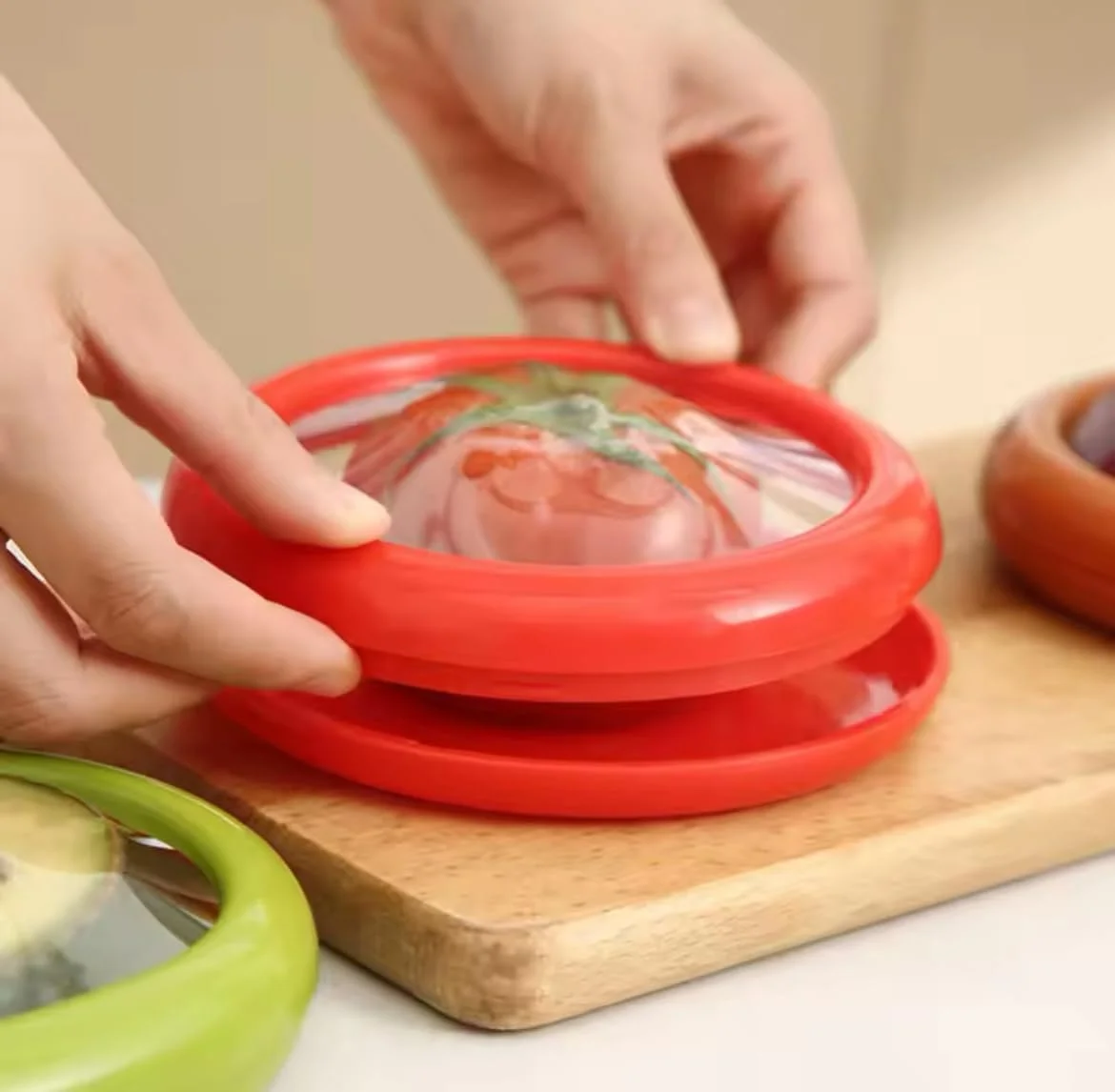 ظروف نگهداری مواد غذایی برای میوه و سبزیجات، ظروف نگهداری آشپزخانه با درب های مهر و موم شده، شفاف و ضد هوا، ست 4 عددی برای پیاز، لیمو، آووکادو، گوجه فرنگی