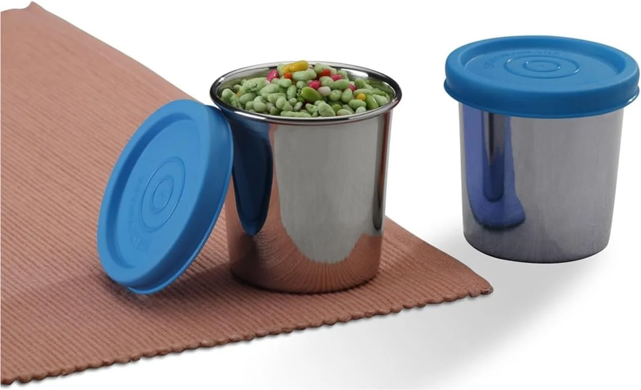 ظرف استیل متوسط Signoraware Nano Steel، گرید 304، 100 میلی لیتر + 100 میلی لیتر، ست 2 عددی، آبی