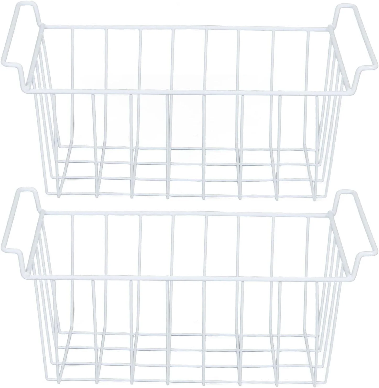 سبدهای سیمی فریزر Luqeeg، 2 عدد سازمان دهنده سطل یخچال، تقسیم کننده های یخچال با دسته، سبدهای فریزر برای نگهداری و سازماندهی منزل، اداره، حمام