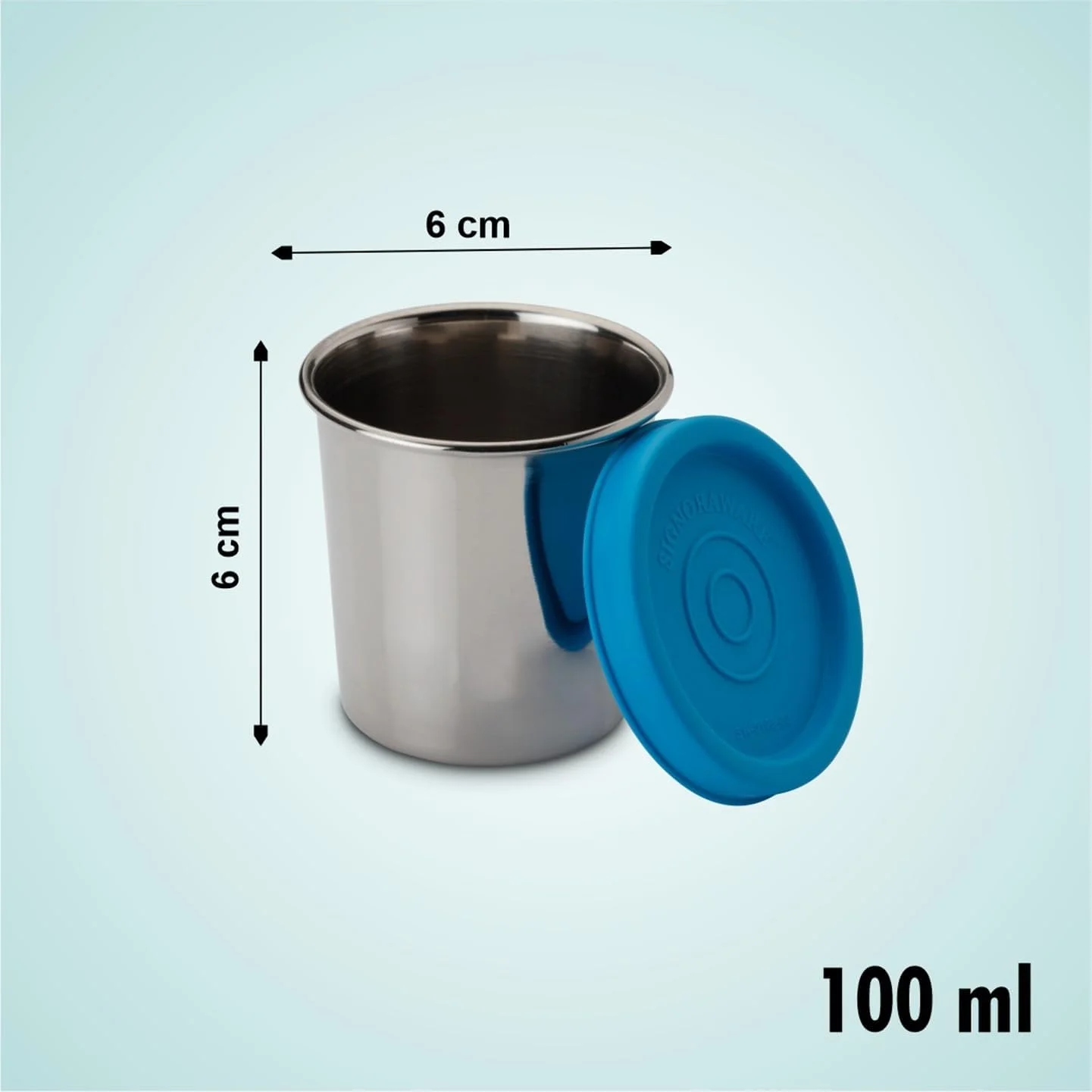 ظرف استیل متوسط Signoraware Nano Steel، گرید 304، 100 میلی لیتر + 100 میلی لیتر، ست 2 عددی، آبی