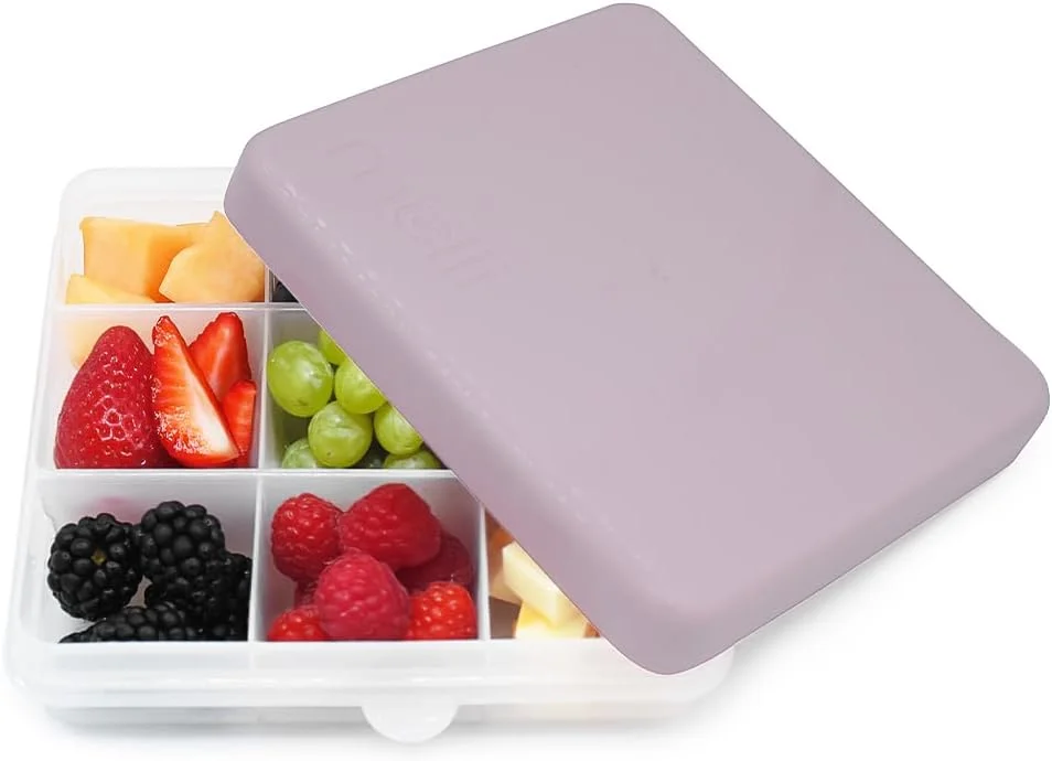 جعبه اسنک تقسیم شده melii - ظرف نگهداری مواد غذایی برای کودکان، تقسیم کننده های جداشدنی، مناسب برای هنر و صنایع دستی، مهره ها، بدون BPA - دارای 9 محفظه - ویستریا