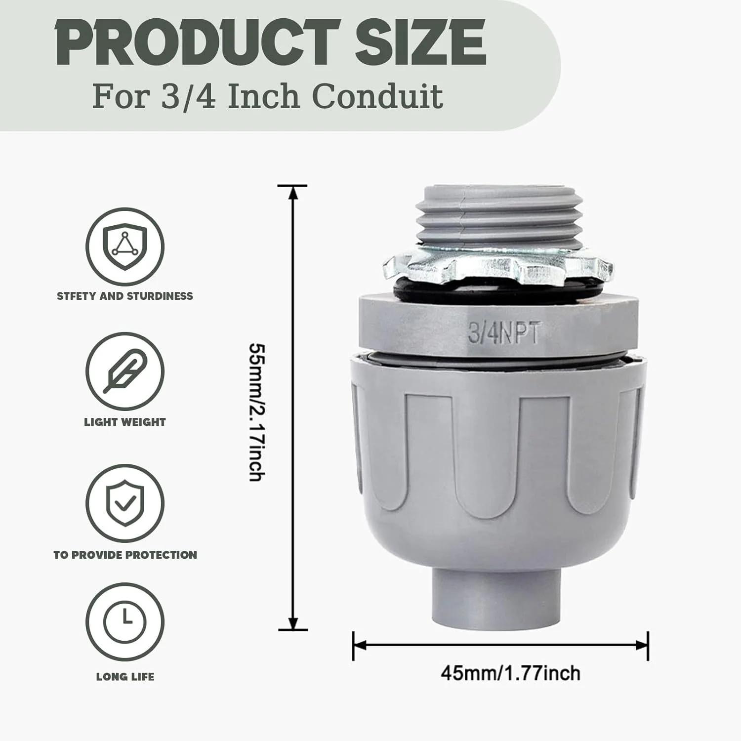 اتصالات لوله خرطومی Feotech سایز 3/4 اینچ - بسته 30 عددی اتصالات پی وی سی لوله برق، اتصالات انعطاف پذیر 180 درجه مستقیم برای خانه، آشپزخانه و حمام