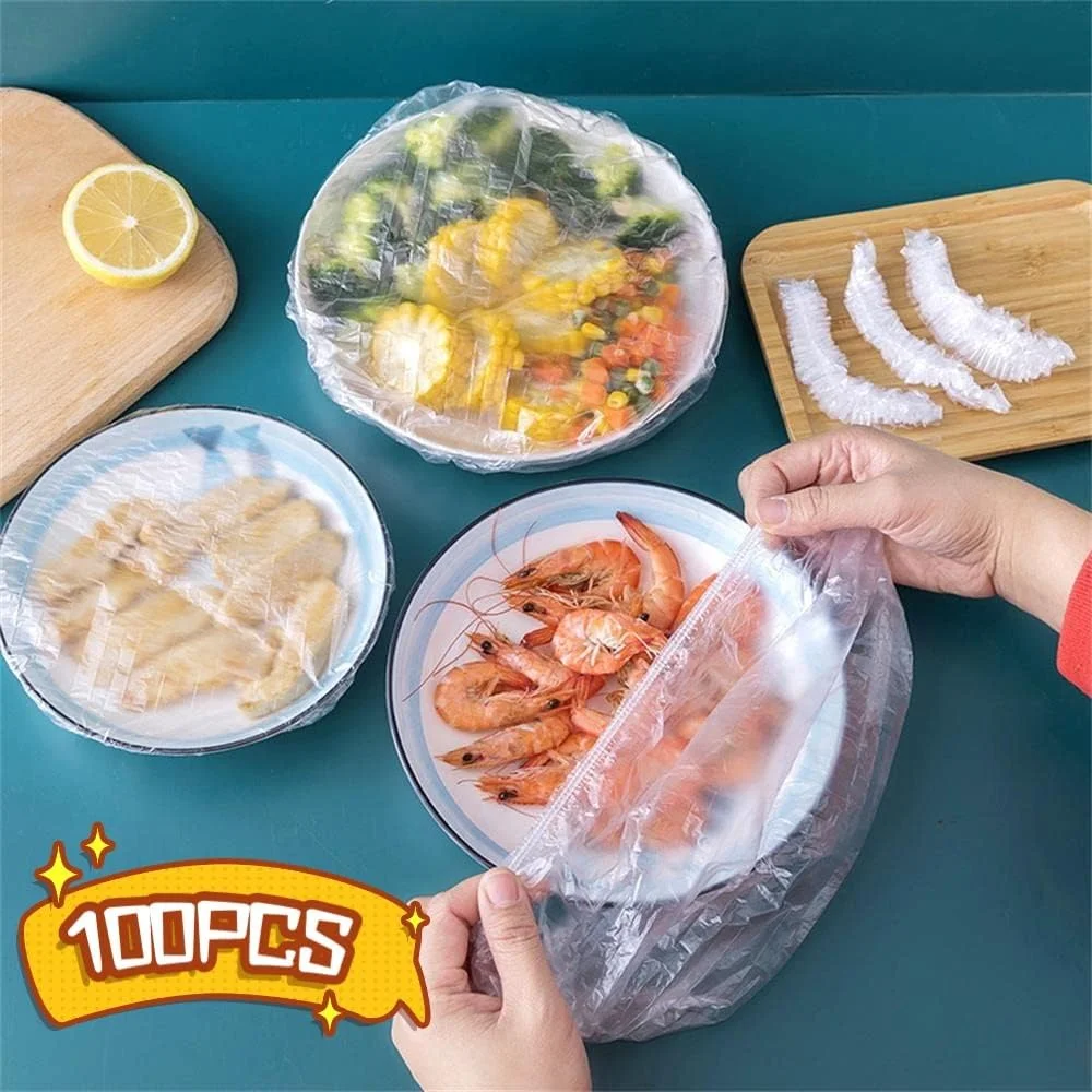 300 عدد کیسه نگهداری تازه، روکش پلاستیکی برای بسته بندی مواد غذایی، روکش کیسه ای نگهداری تازه مواد غذایی، قابل استفاده مجدد، دارای کش، برای باقیمانده غذا و آماده سازی وعده های غذایی
