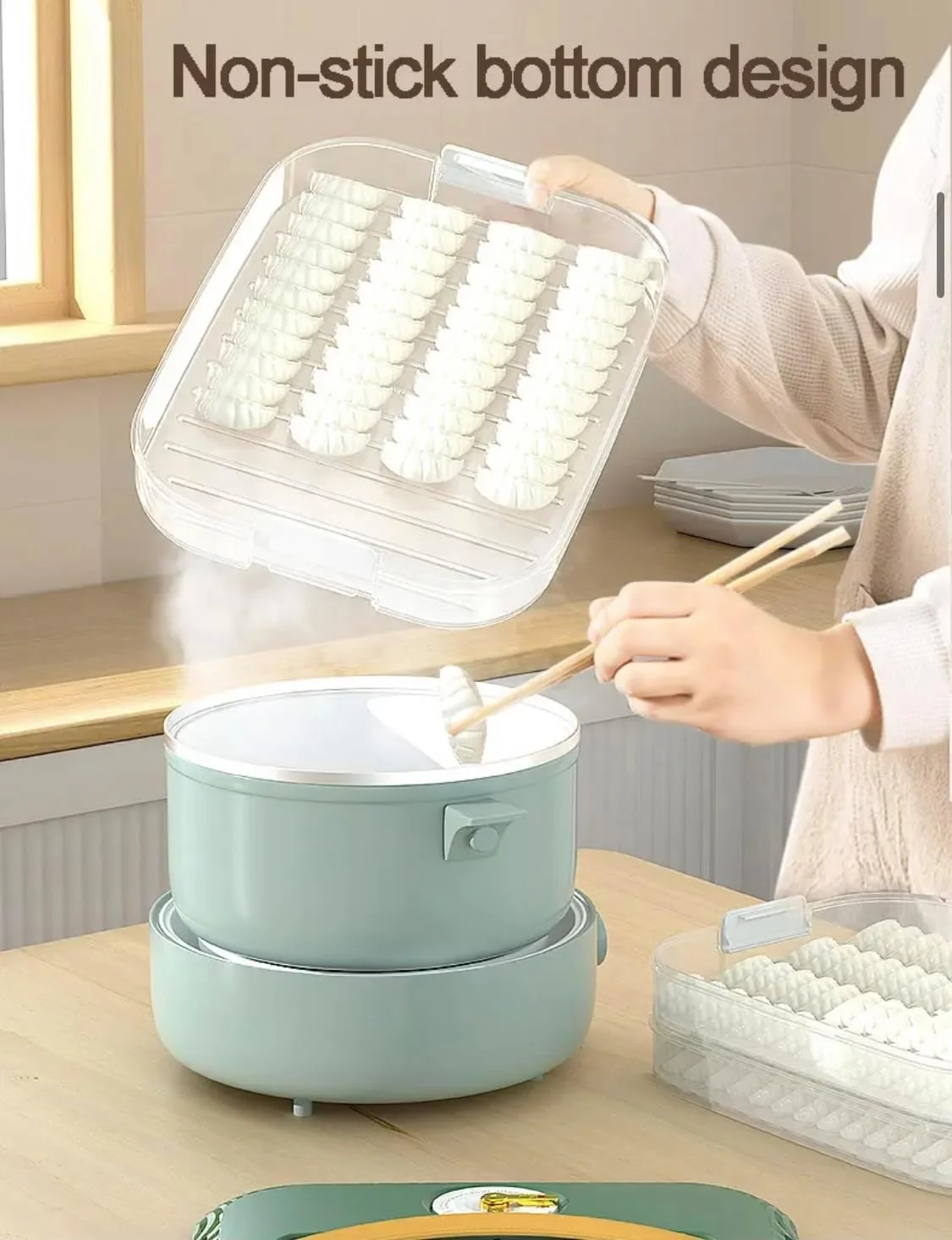 ظرف نگهداری مواد غذایی چند منظوره یخچال و فریزر با درب، دسته و تایمر، جعبه نگهداری کوفته، سمبوسه، کلوچه، کتلت (سفید) (2 طبقه)، KF5070