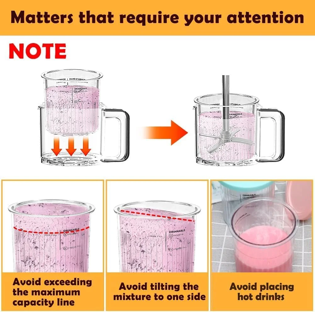 ظروف جایگزین Paporich برای پیمانه ها و درب های Ninja Cream Deluxe، پیمانه های دستگاه بستنی ساز سازگار با سری Ninja NC501 NC500، ضد نشت - رنگ های متنوع (بسته 4 عددی، 24OZ)