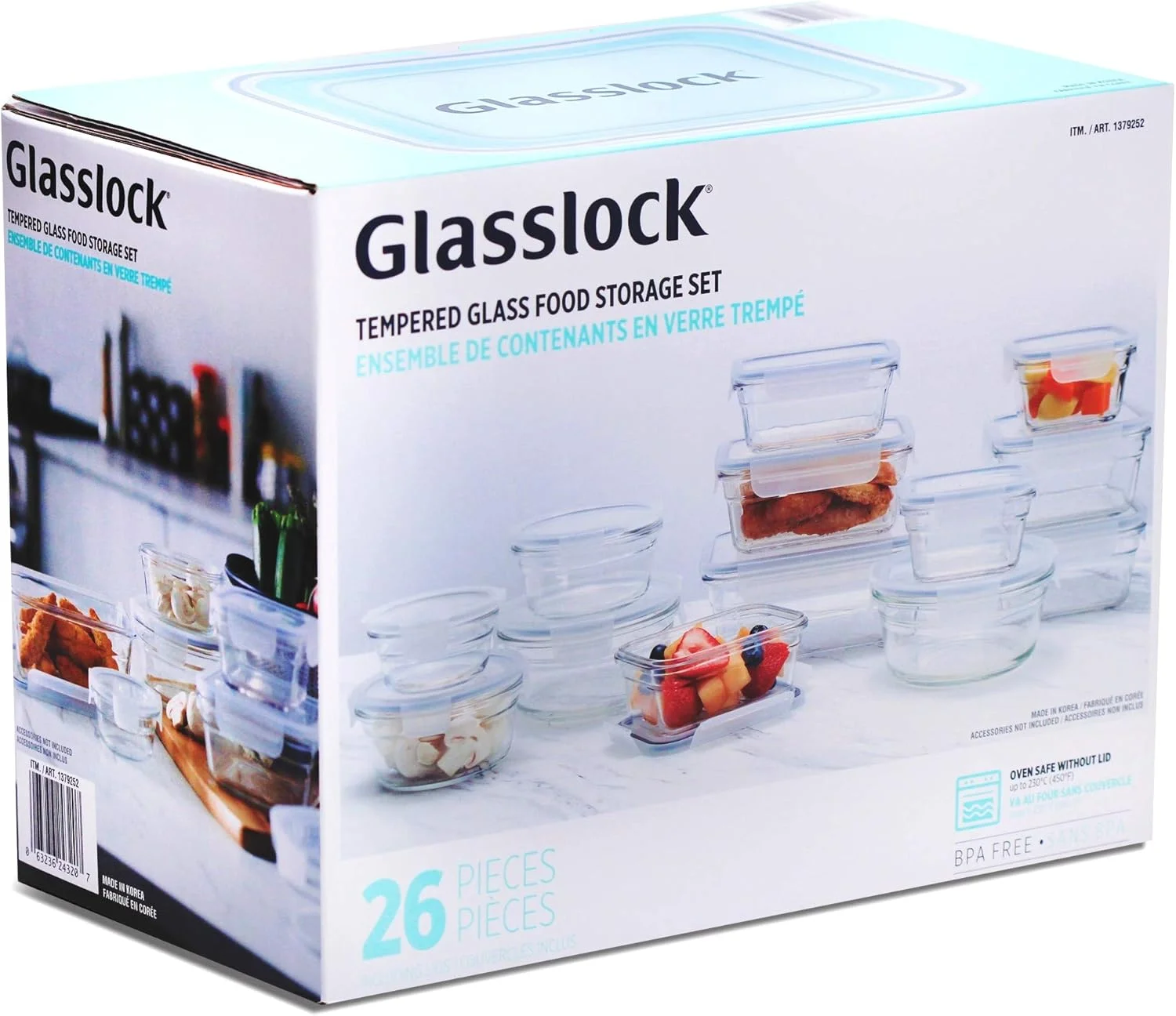 ظروف نگهداری پیرکس 26 پارچه Glasslock مناسب فر، مایکروویو و نگهداری