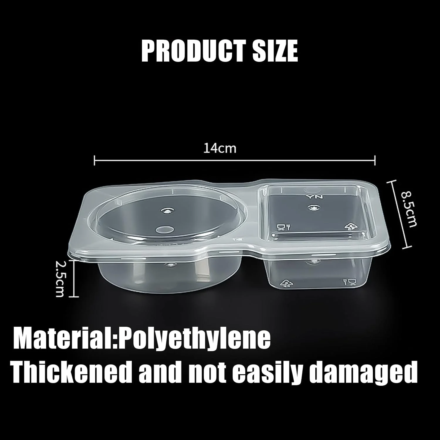 ست 10 عددی ظرف سس دو محفظه ای، قابل حمل، قابل استفاده مجدد با درب برای چاشنی ها و دیپ ها