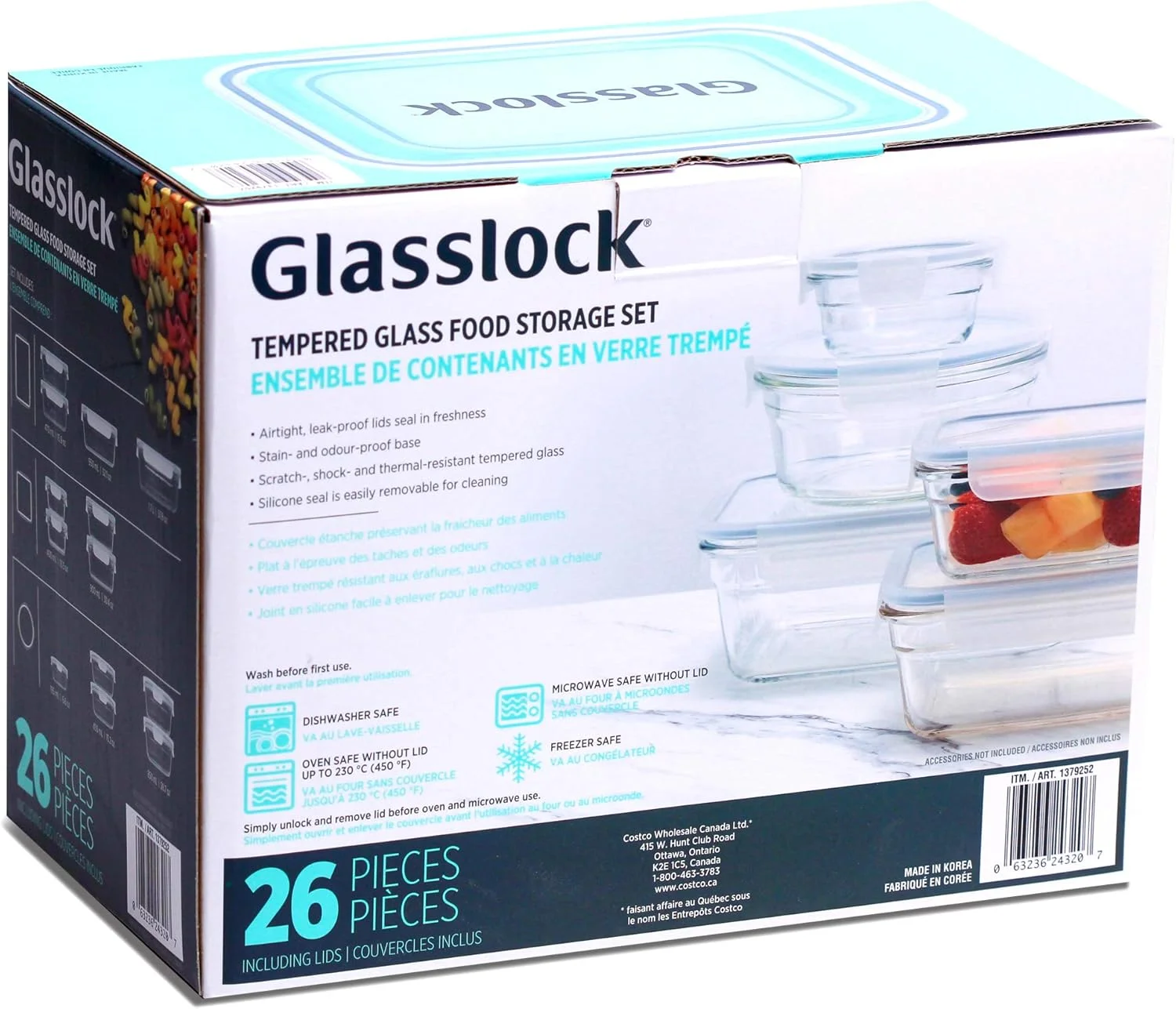 ظروف نگهداری پیرکس 26 پارچه Glasslock مناسب فر، مایکروویو و نگهداری