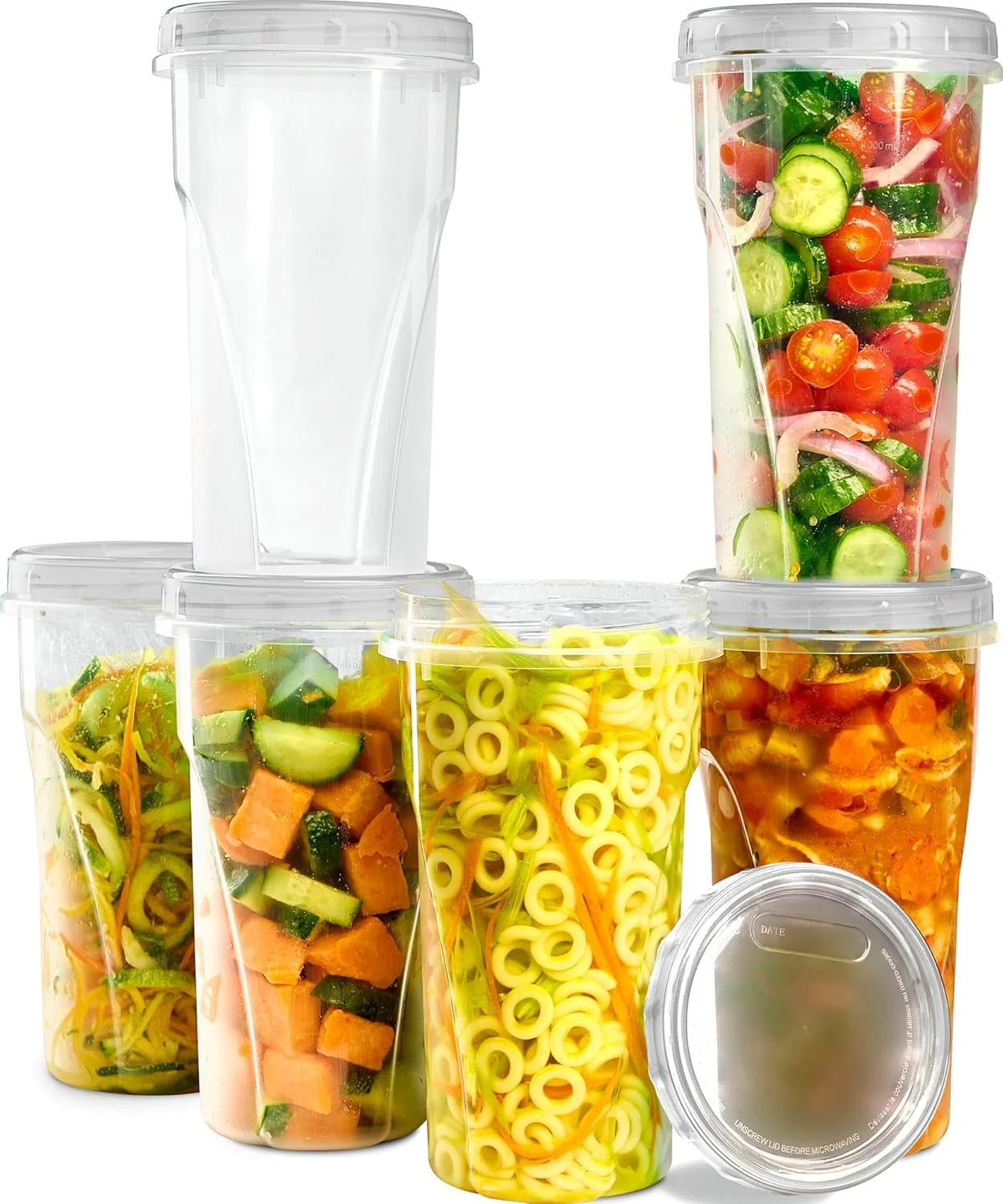 ظروف نگهداری مواد غذایی درب پیچی پلاستیک پرو، بسته 12 عددی با درب شفاف - ظروف آماده سازی غذا 1420 میلی لیتری قابل استفاده مجدد - ظروف بزرگ فریزر، پلاستیکی شفاف و مناسب مایکروویو