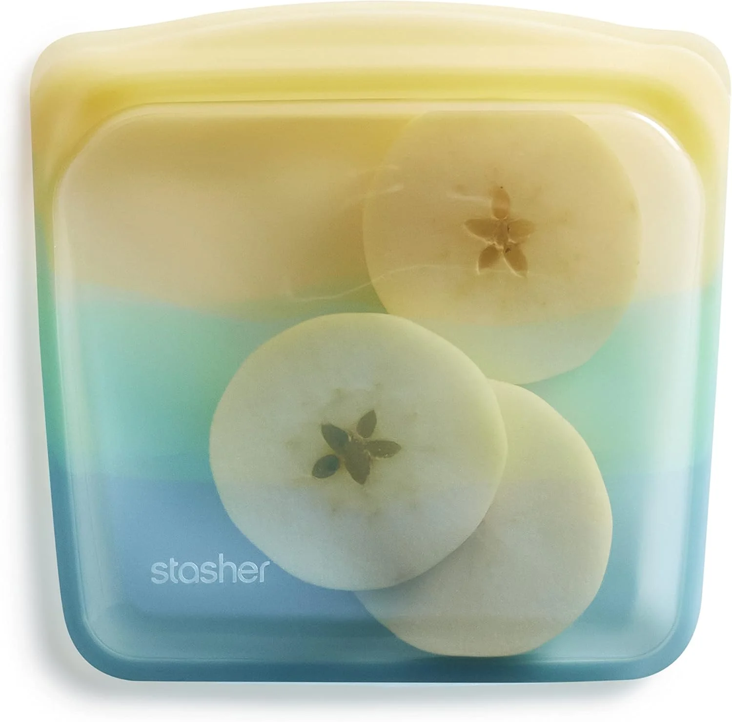 کیسه سیلیکونی استاشر، ظرف نگهداری مواد غذایی، قابل استفاده مجدد، ایمن برای مایکروویو و ماشین ظرفشویی، بدون نشتی، ساندویچ، زرد دریایی