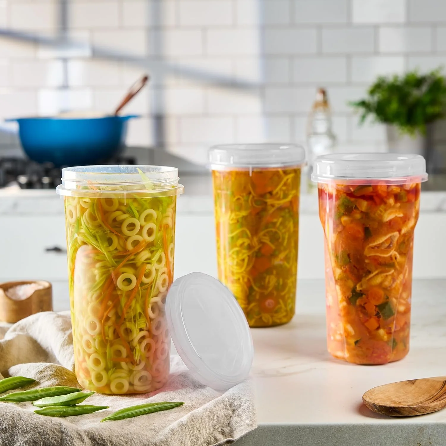 ظروف نگهداری مواد غذایی درب پیچی پلاستیک پرو، بسته 12 عددی با درب شفاف - ظروف آماده سازی غذا 1420 میلی لیتری قابل استفاده مجدد - ظروف بزرگ فریزر، پلاستیکی شفاف و مناسب مایکروویو