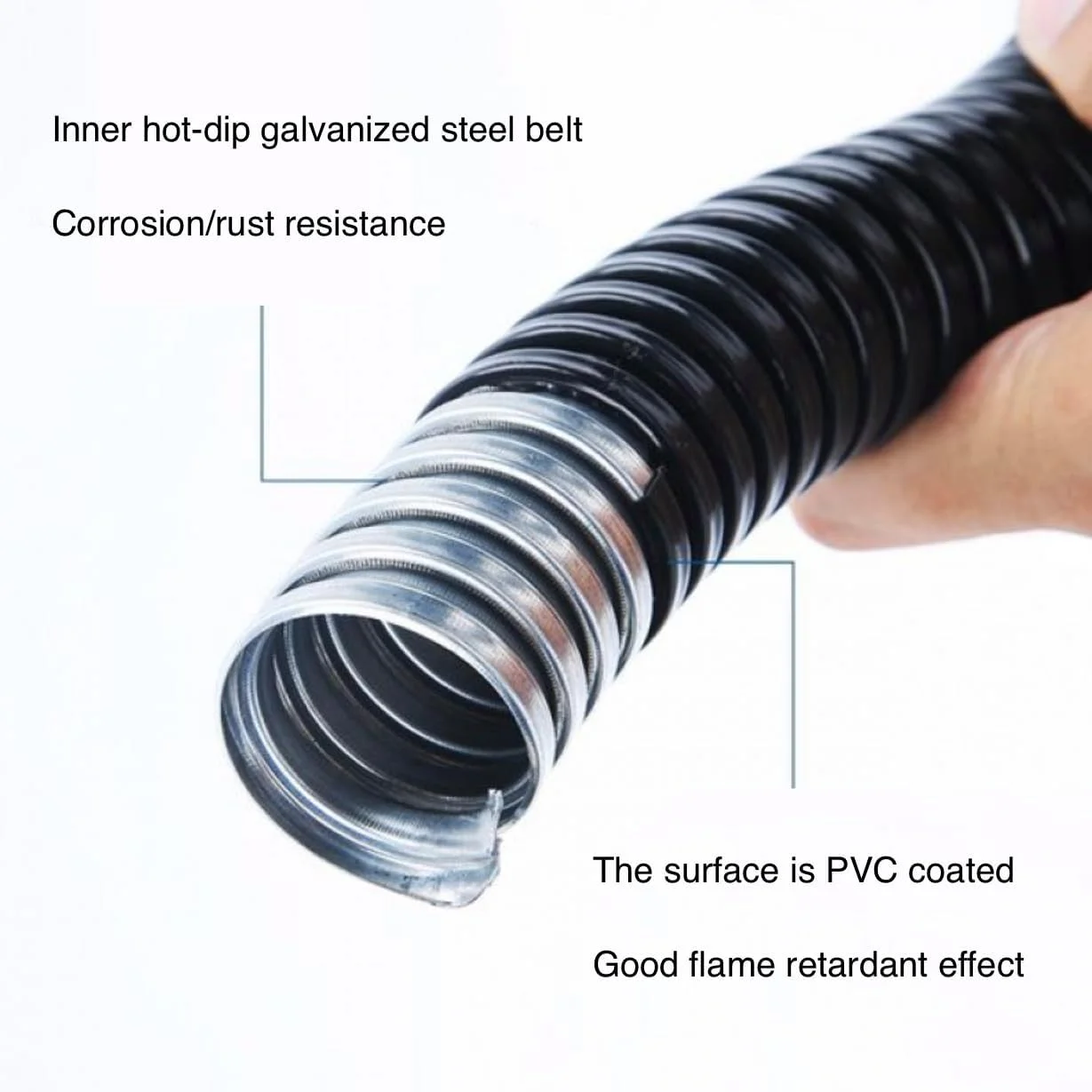 Conduit Pipe GI Flexible Conduit Electrical PVC Coated Galvanized Steel Flexible Conduit Black for Protection of Cable - KYLAQ (40MMx10MTR) Conduit Pipe GI Flexible Conduit Electrical PVC Coated Galvanized Steel Flexible Conduit Black for Protection of Cable - KYLAQ (40MMx10MTR)