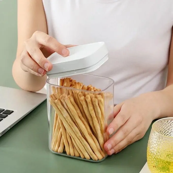 ست ظروف نگهداری مواد غذایی درب قفل دار، ست 6 عددی، ظروف پلاستیکی برای سازماندهی کابینت و نگهداری حبوبات، قهوه، شکر - ضد رطوبت، فاقد BPA و طراحی قابل چیدن (S:500ML)