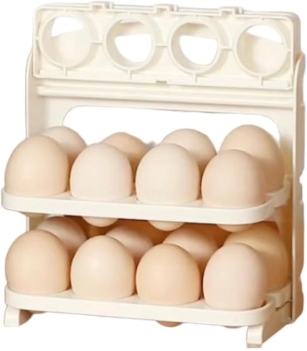 جای تخم مرغ تاشو ECVV، نگهدارنده 24 تایی، سازمان دهنده تاشو 3 لایه برای درب یخچال، کمد یخچال آشپزخانه