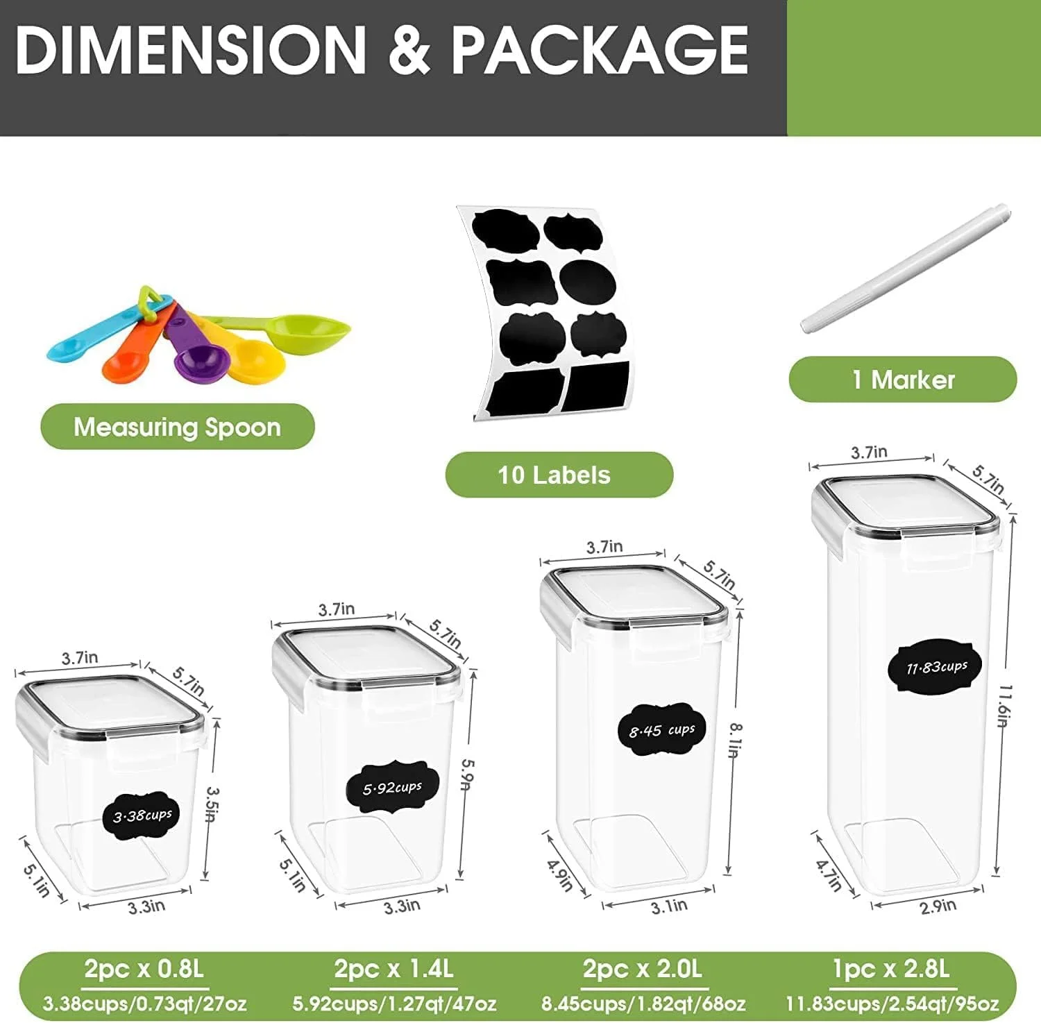 ظروف نگهداری مواد غذایی درب دار TYCOM - ست 7 عددی ظروف نگهداری غلات و مواد غذایی خشک Wildone با درب های قفل شونده آسان، برای سازماندهی و نگهداری مواد غذایی در آشپزخانه ظروف نگهداری مواد غذایی درب دار TYCOM - ست 7 عددی ظروف نگهداری غلات و مواد غذایی خشک Wildone با درب های قفل شونده آسان، برای سازماندهی و نگهداری مواد غذایی در آشپزخانه