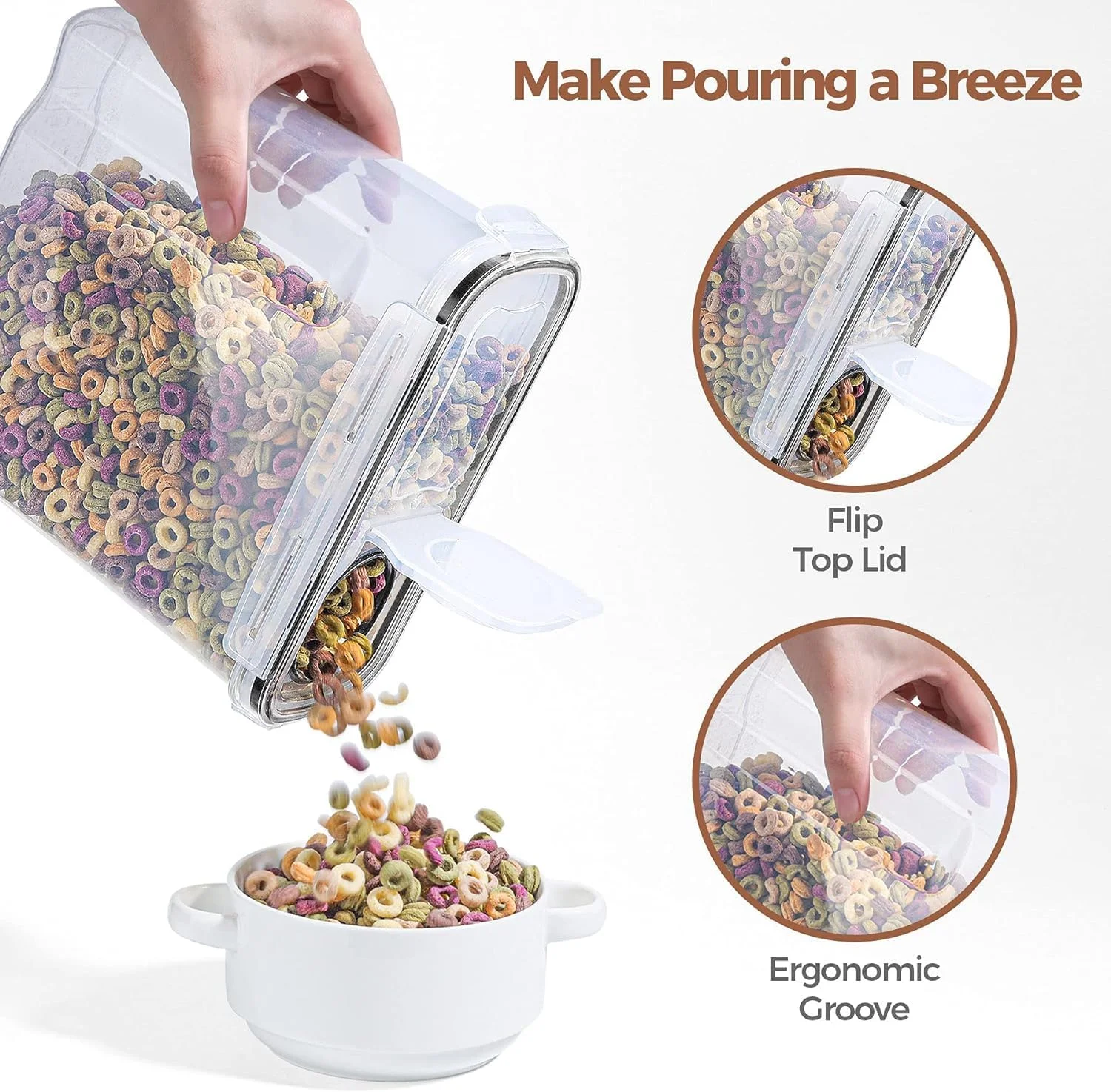 ظروف نگهداری مواد غذایی خشک و غلات MahMir®، پلاستیکی، بدون BPA، هواگیر، قابل چیدن با درب قفلدار (4 لیتر / 135 اونس) - ست 4 عددی برای شکر، آرد، تنقلات، لوازم پخت ظروف نگهداری مواد غذایی خشک و غلات MahMir®، پلاستیکی، بدون BPA، هواگیر، قابل چیدن با درب قفلدار (4 لیتر / 135 اونس) - ست 4 عددی برای شکر، آرد، تنقلات، لوازم پخت