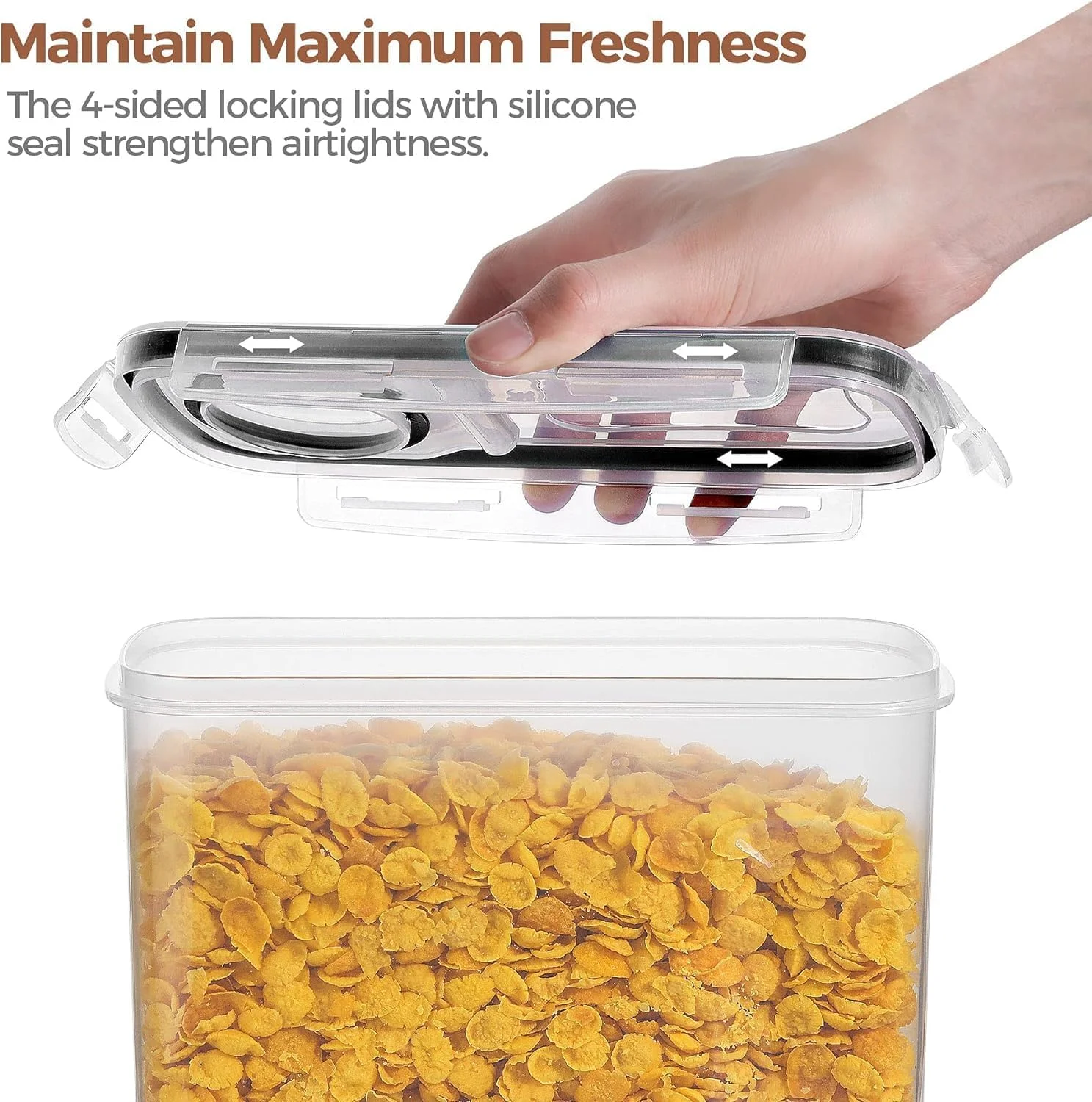 ظروف نگهداری مواد غذایی خشک و غلات MahMir®، پلاستیکی، بدون BPA، هواگیر، قابل چیدن با درب قفلدار (4 لیتر / 135 اونس) - ست 4 عددی برای شکر، آرد، تنقلات، لوازم پخت ظروف نگهداری مواد غذایی خشک و غلات MahMir®، پلاستیکی، بدون BPA، هواگیر، قابل چیدن با درب قفلدار (4 لیتر / 135 اونس) - ست 4 عددی برای شکر، آرد، تنقلات، لوازم پخت