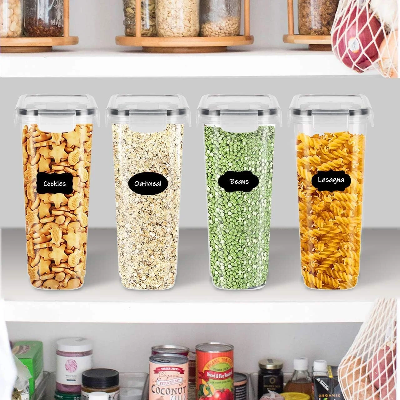 ظروف نگهداری مواد غذایی خشک و غلات MahMir®، پلاستیکی، بدون BPA، هواگیر، قابل چیدن با درب قفلدار (4 لیتر / 135 اونس) - ست 4 عددی برای شکر، آرد، تنقلات، لوازم پخت ظروف نگهداری مواد غذایی خشک و غلات MahMir®، پلاستیکی، بدون BPA، هواگیر، قابل چیدن با درب قفلدار (4 لیتر / 135 اونس) - ست 4 عددی برای شکر، آرد، تنقلات، لوازم پخت