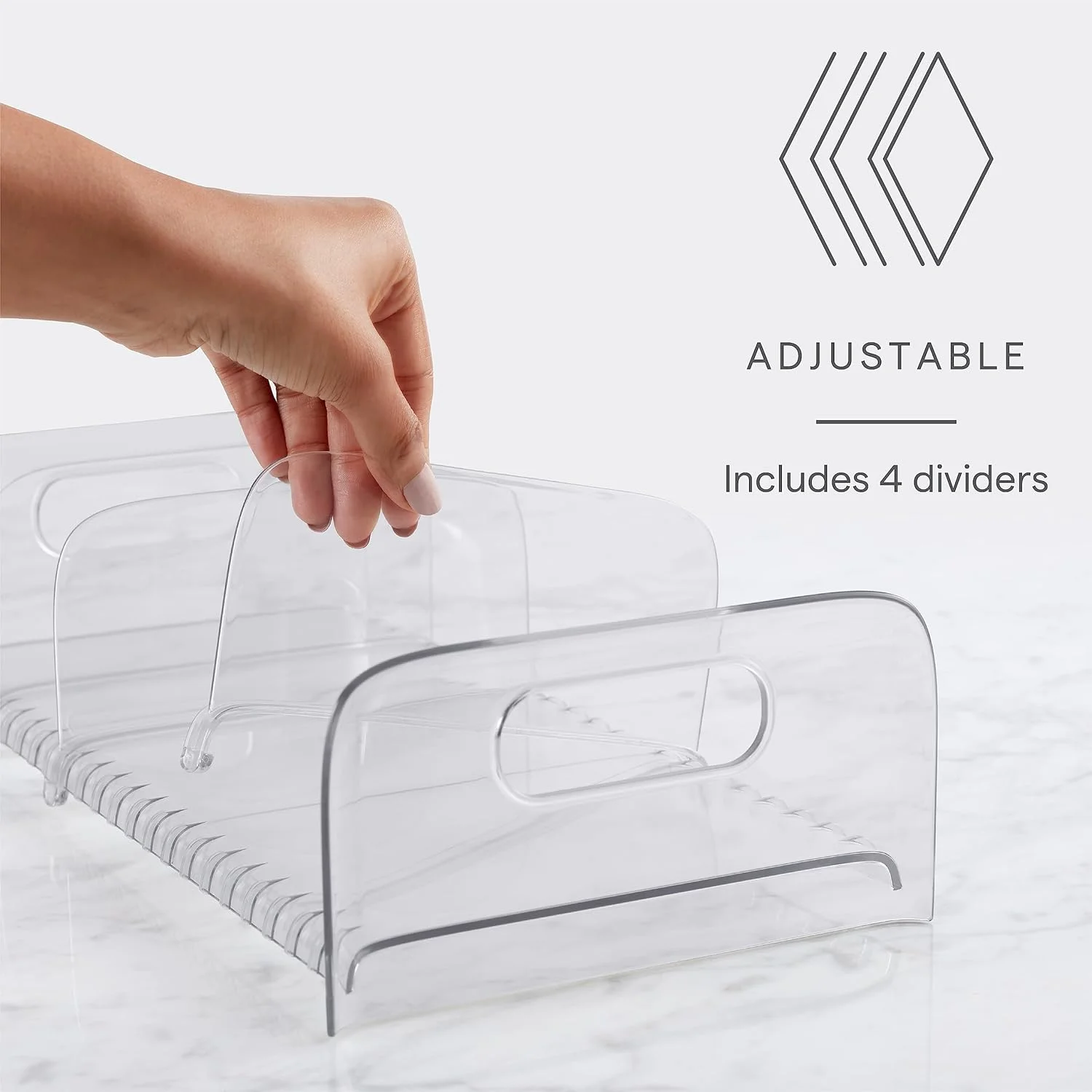 قفسه فریزر YouCopia FreezeUp، 12 اینچی، سازمان دهنده یخچال بدون BPA با جداکننده های قابل تنظیم و دستگیره برای جعبه غذای منجمد و نگهداری وعده های غذایی، شفاف