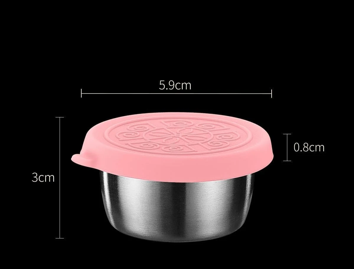 ظرف چاشنی سالاد استیل YIMICO، 3 عددی، با درب، ضد نشت، فنجان سس، جعبه سالاد قابل استفاده مجدد برای جعبه ناهار، پیک نیک و مسافرت