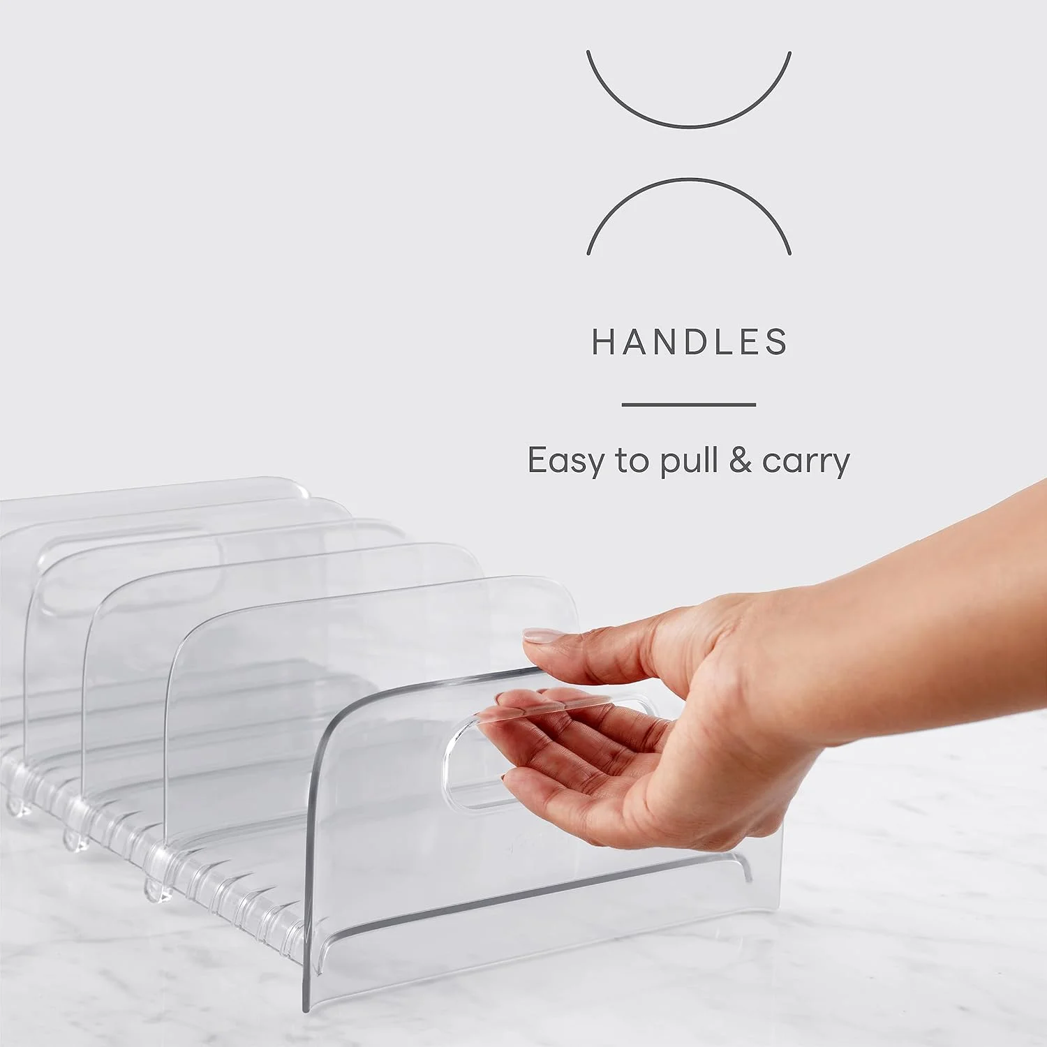 قفسه فریزر YouCopia FreezeUp، 12 اینچی، سازمان دهنده یخچال بدون BPA با جداکننده های قابل تنظیم و دستگیره برای جعبه غذای منجمد و نگهداری وعده های غذایی، شفاف