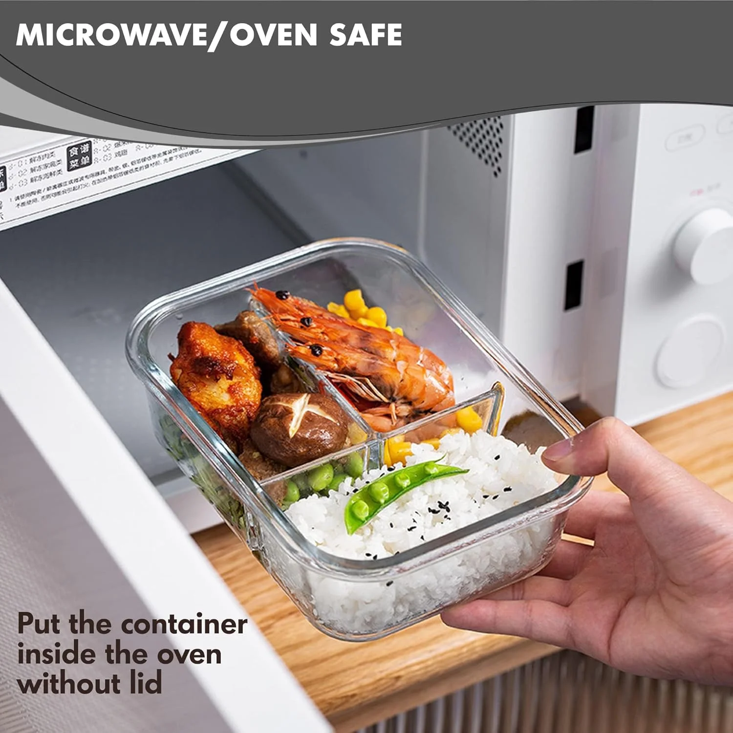 White Rivere™ Meal Prep Airtight Food Storage Glass Container Set with Lids - Stackable glass tupperware with compartments - Freezer, Microwave & Dishwasher Safe (1000ml each Container)