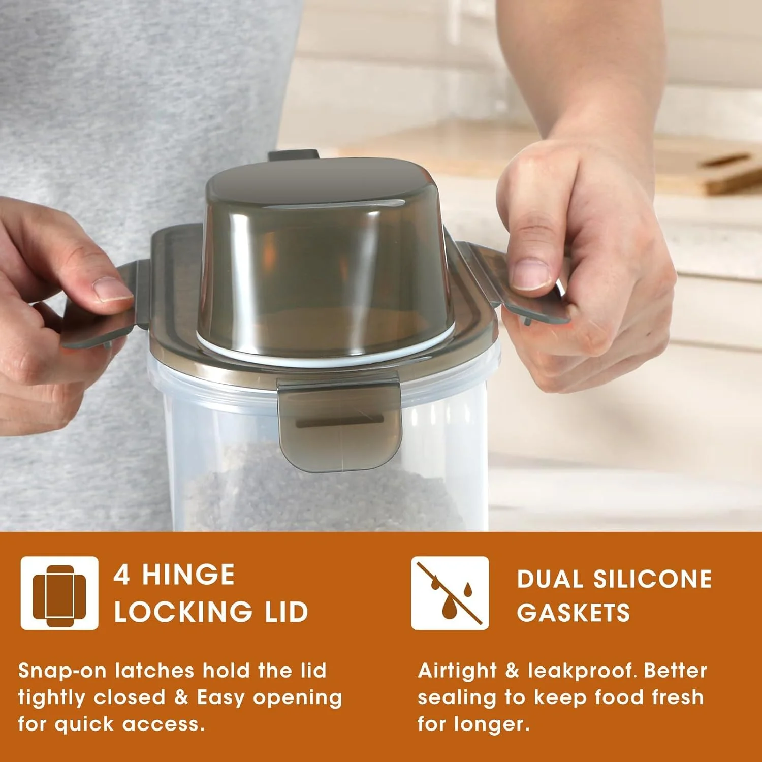 ظرف نگهداری برنج و مواد غذایی وستچ 3 لیتری، 2 عددی، دارای درب محکم و پیمانه برای نگهداری برنج، غلات، آرد، جو دوسر و غذای حیوانات خانگی