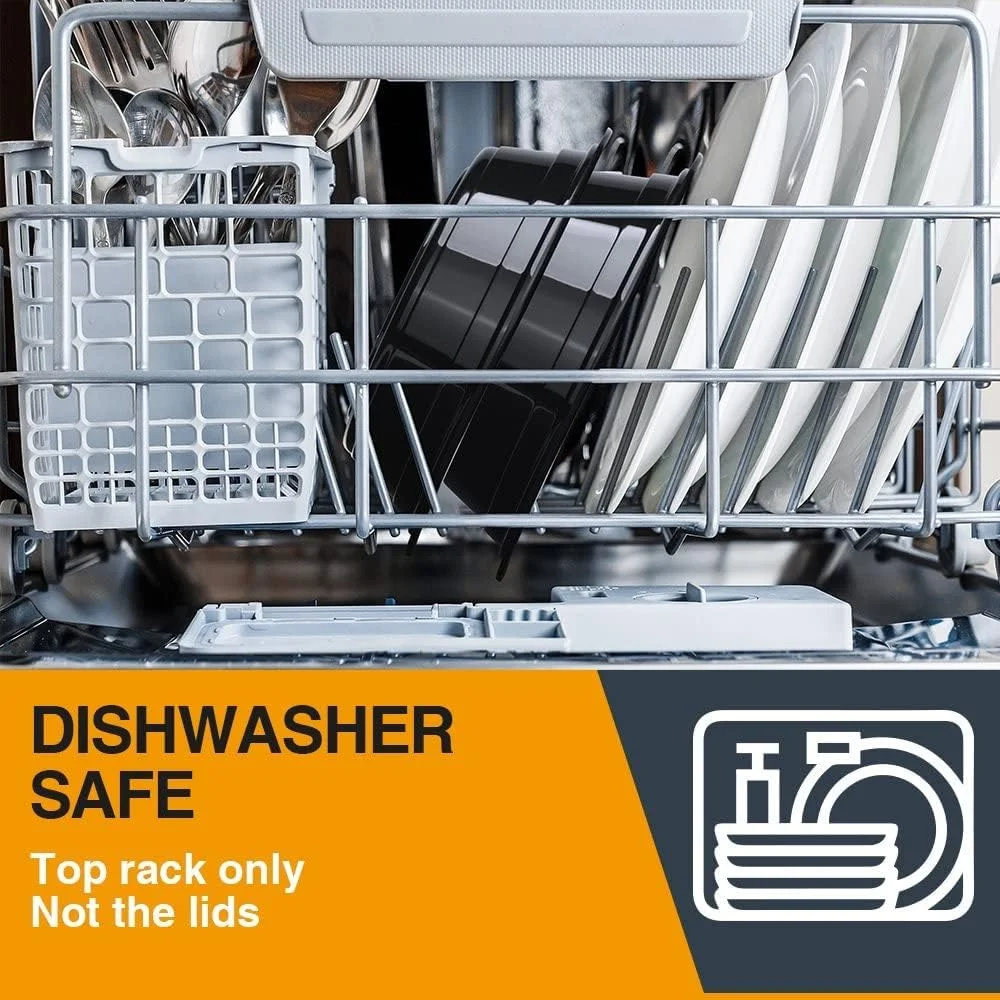 ظروف یکبار مصرف گرد 475 میلی لیتری Vsell24™، 50 عددی، همراه با درب، مشکی، بدون BPA، مناسب برای بیرون بر، کاسه غذا، ظرف سالاد