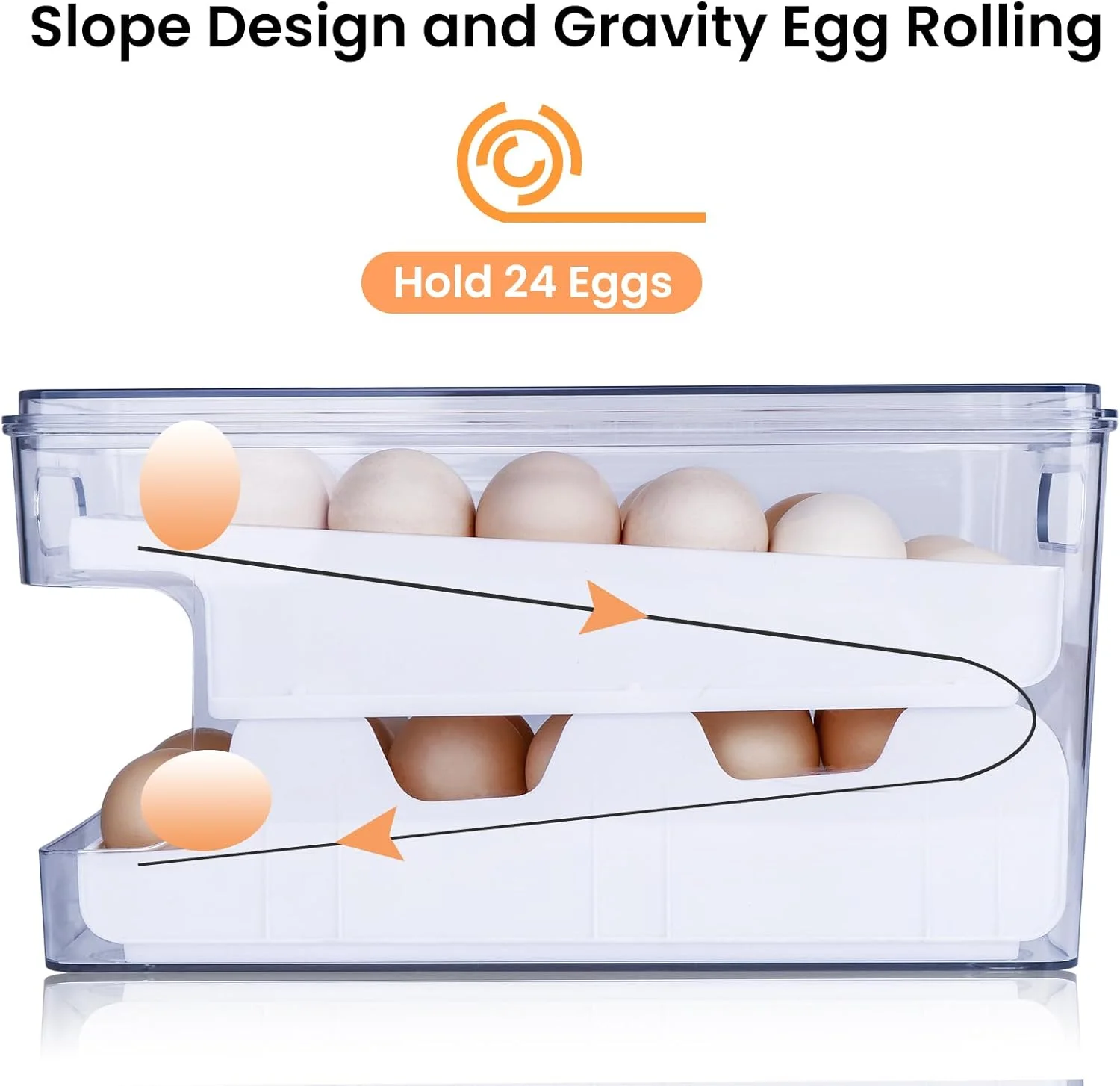ظرف تخم مرغ Vphom برای یخچال، نگهدارنده چرخشی اتوماتیک با ظرفیت 24 عدد به همراه 2 عدد جای تخم مرغ قابل حمل