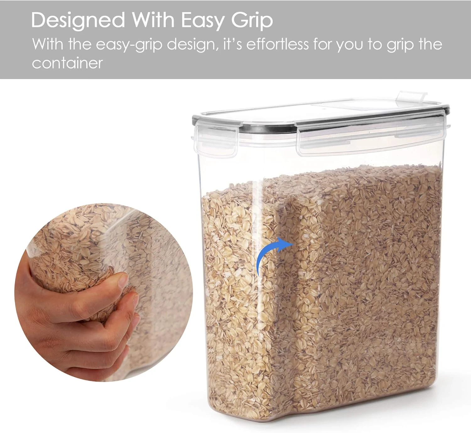 ست ۴ عددی ظروف غلات ۴ لیتری Vtopmart، ظروف نگهداری مواد غذایی پلاستیکی بدون BPA و درب دار برای تنقلات و شکر، ظروف پخش کننده غلات با ۲۴ برچسب تخته سیاه، مشکی